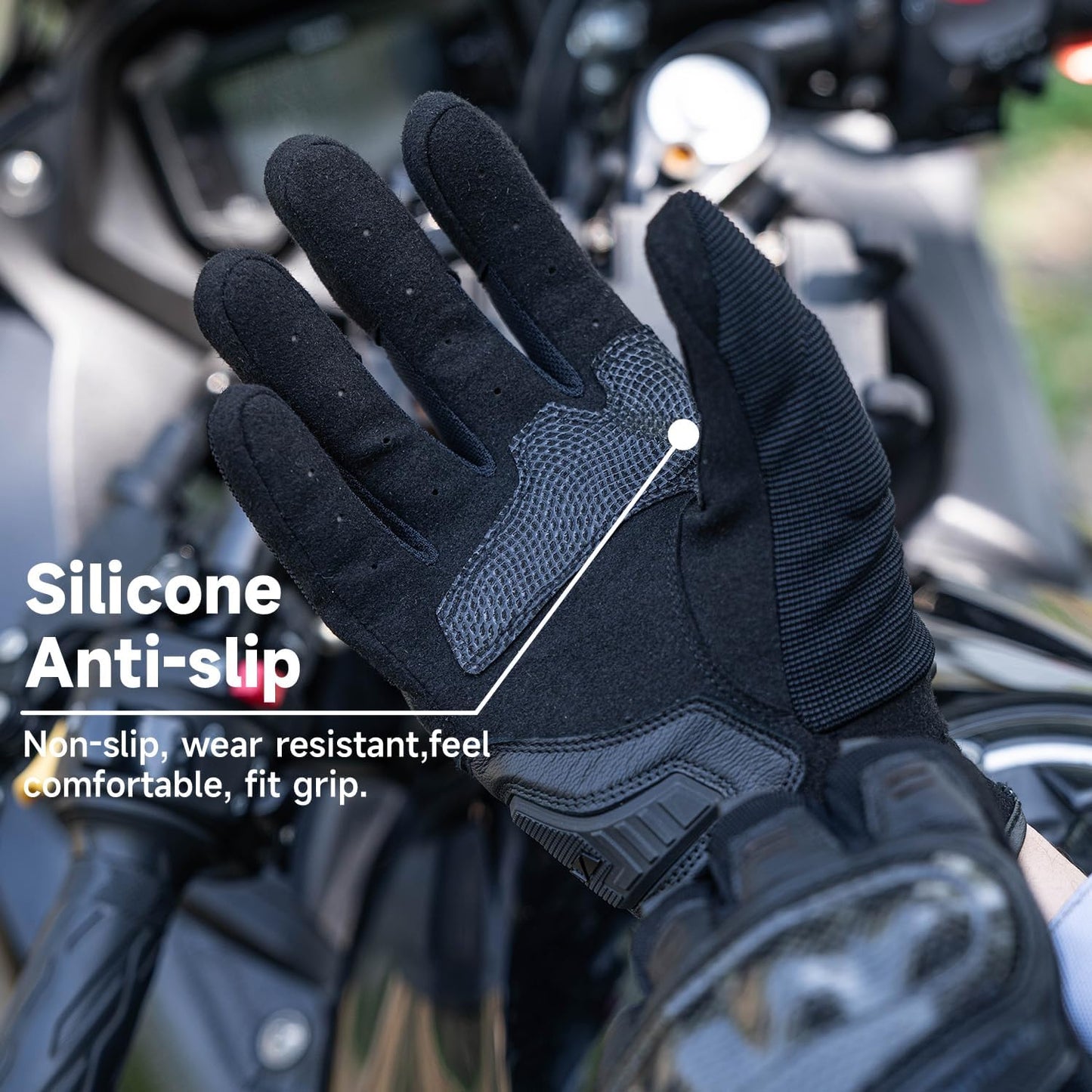 VXW High Protection Motorcycle Gloves for Men - Gel Palm Sliders& Joints Protection Design, High-Speed Sports Gear for MTB/ATV/BMX/Motocross/Racing/Dirt Bike Gear