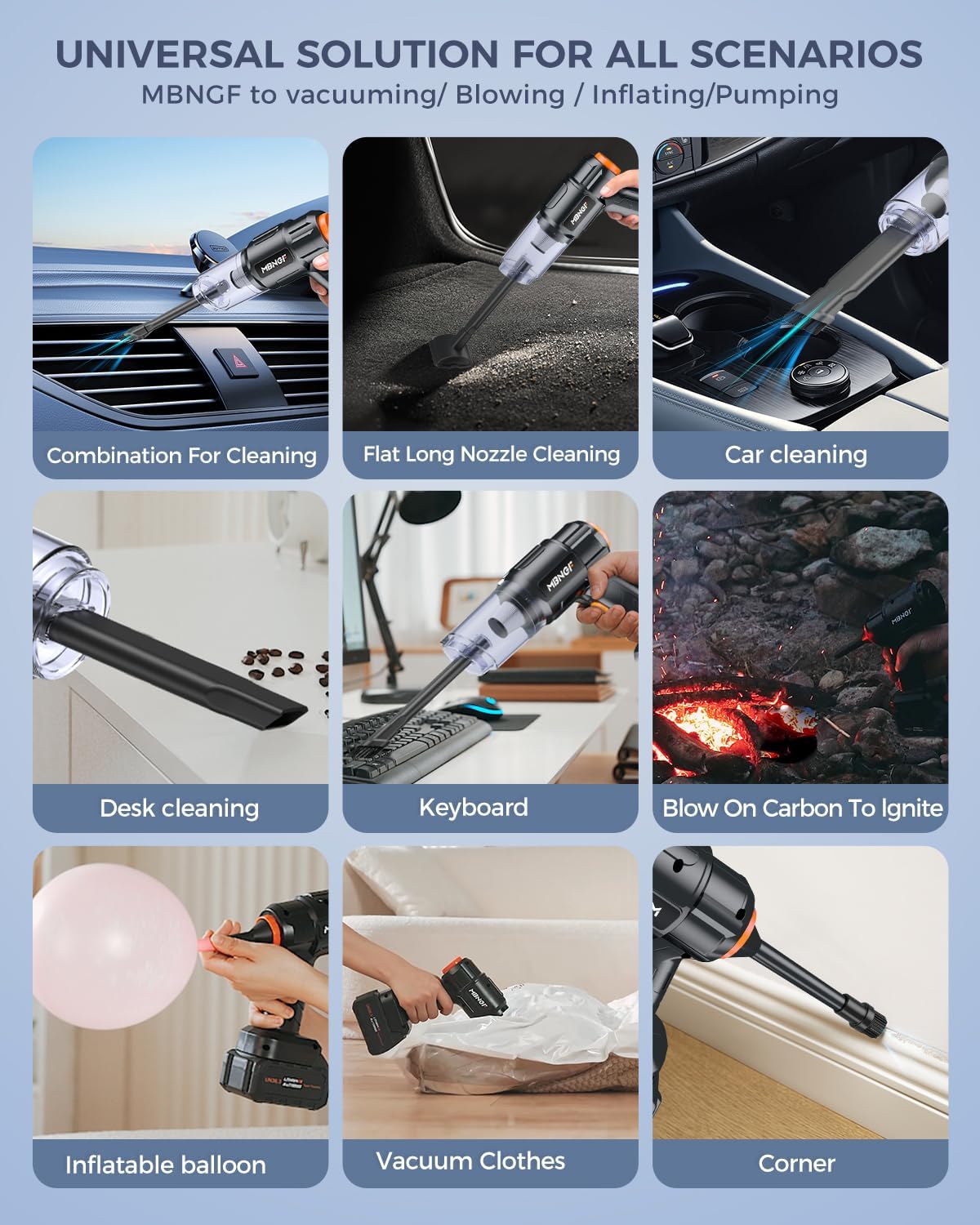 Car Vacuum Portable Cordless, 35000PA High Power Suction & Blower, Wireless Handheld Vacuum Cleaner for Car, Home, Office, Pet(Navy Black)