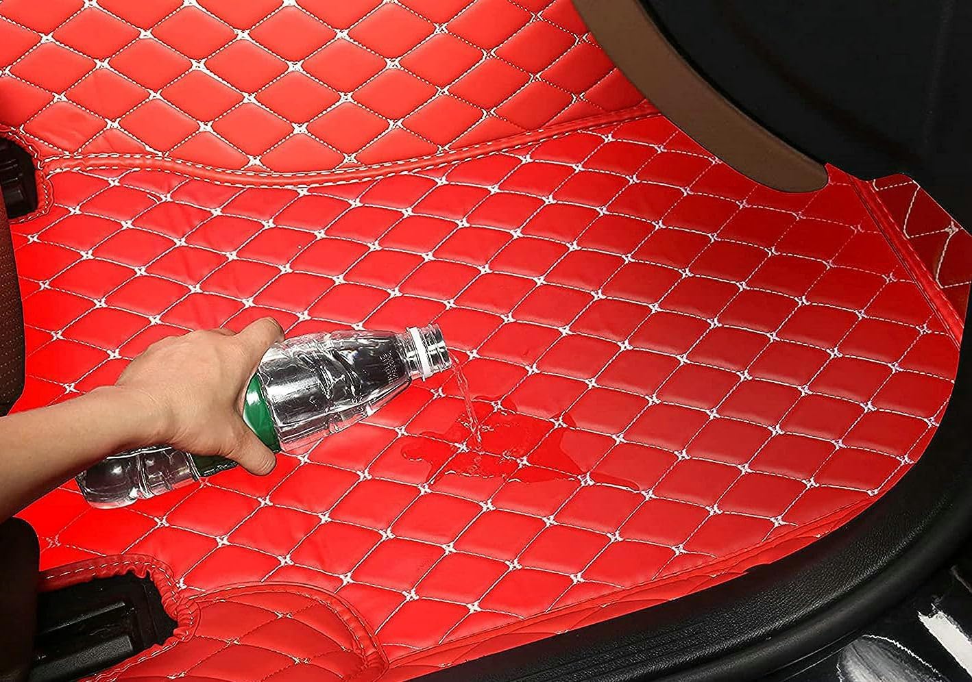 Custom Artificial Leather Waterproof All-Weather Car Floor Mats Fit for 99% Sedan SUV Sports Car Vehicle Car Mat (Black Black Stripe)