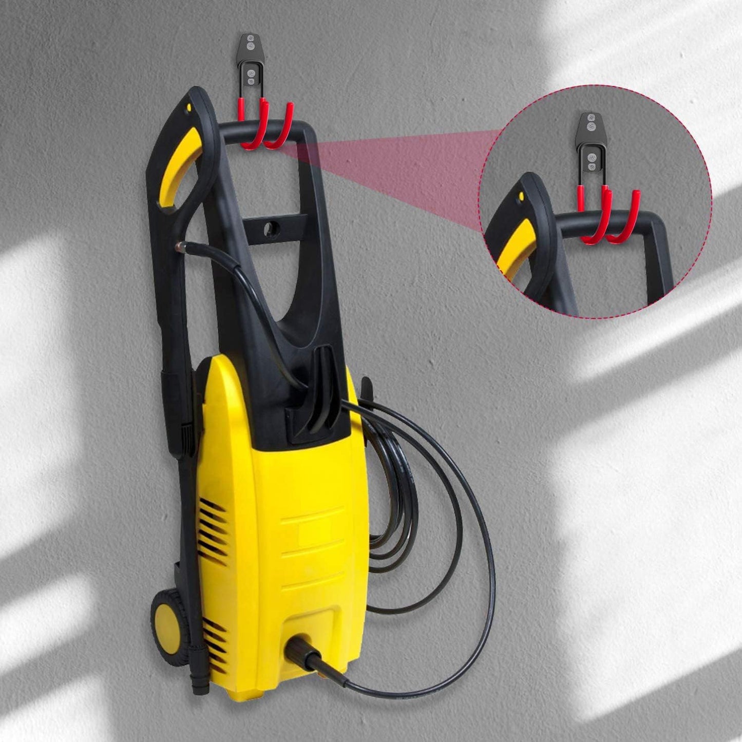 3-H Garden Hose Holder Wall Mount 2 Pack,Solid Steel Hose Hanger,Water Hose Holders for Outside,Perfect for Hanging Outdoor Air Hose,Ropes,Pipes,Garden Tools,Ladders,Bikes,Bulk Items(Red)