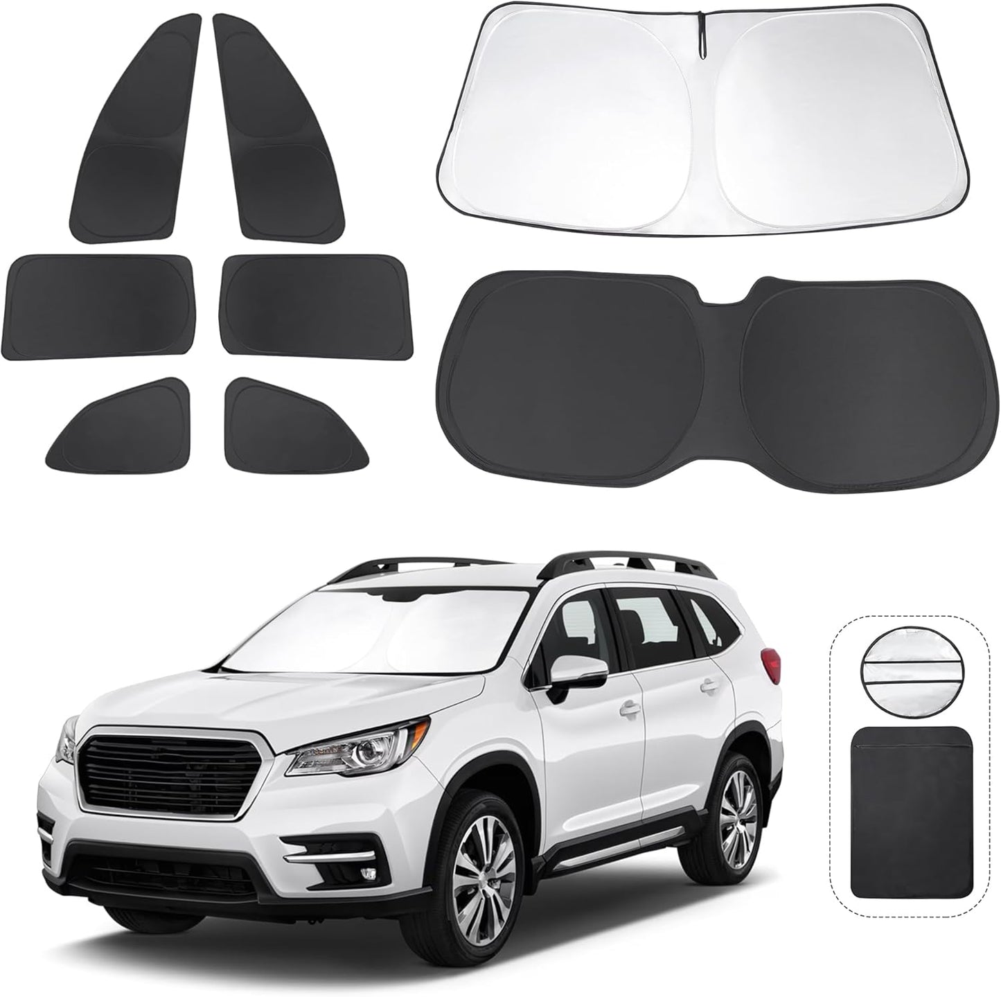 TINGLU Window Shades for Subaru Ascent 2019-2024 2025 Accessories Car Side Full Windows Rear Triangular Windshield Sun Shade Sun UV Rays & Privacy Protection for Camping,Napping,and Relaxing 8PCS