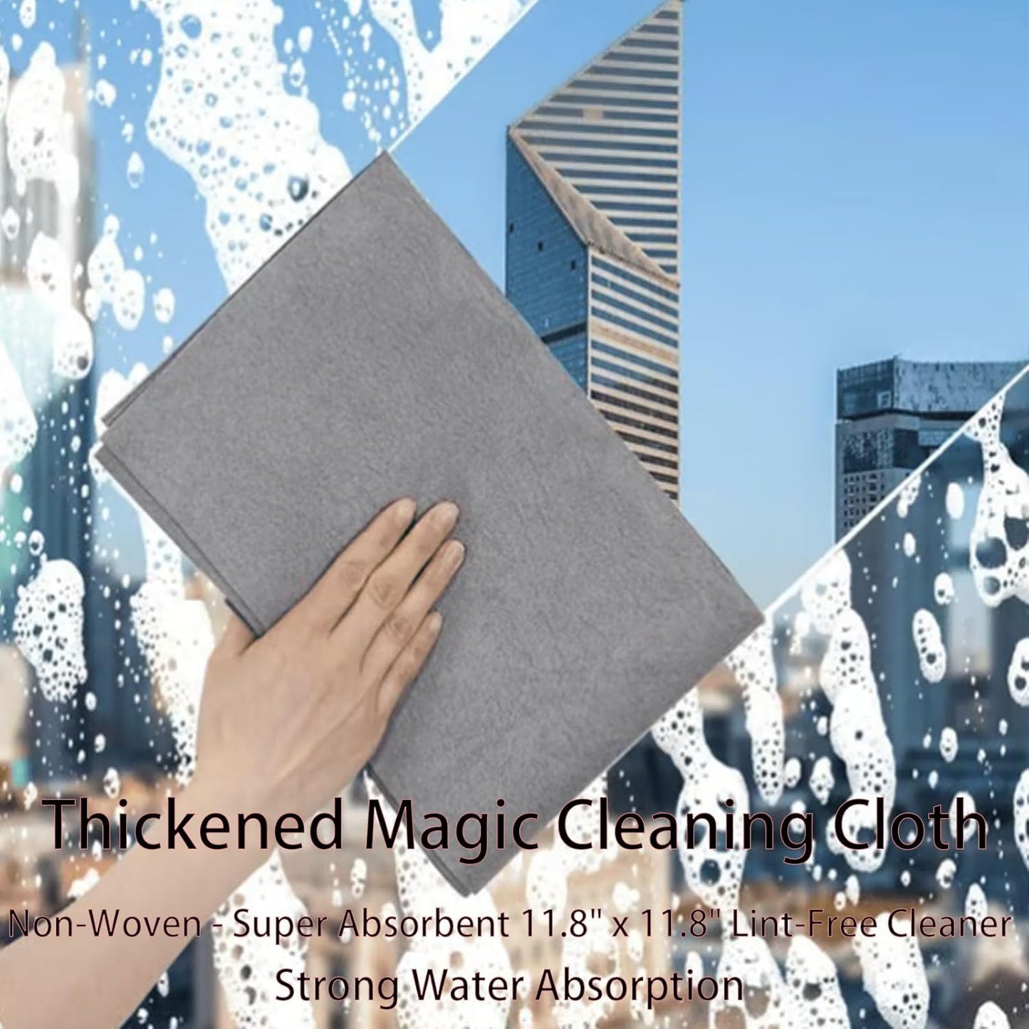 FETNHU Non-Woven - Super Absorbent 11.8" x 11.8" Lint-Free Cleaner, Reusable Thickened Magic Cleaning Cloth, Multipurpose Magic Cloths for Cleaning Glass, Cars, Kitchen, Window, Mirrors (20PCS-Black)