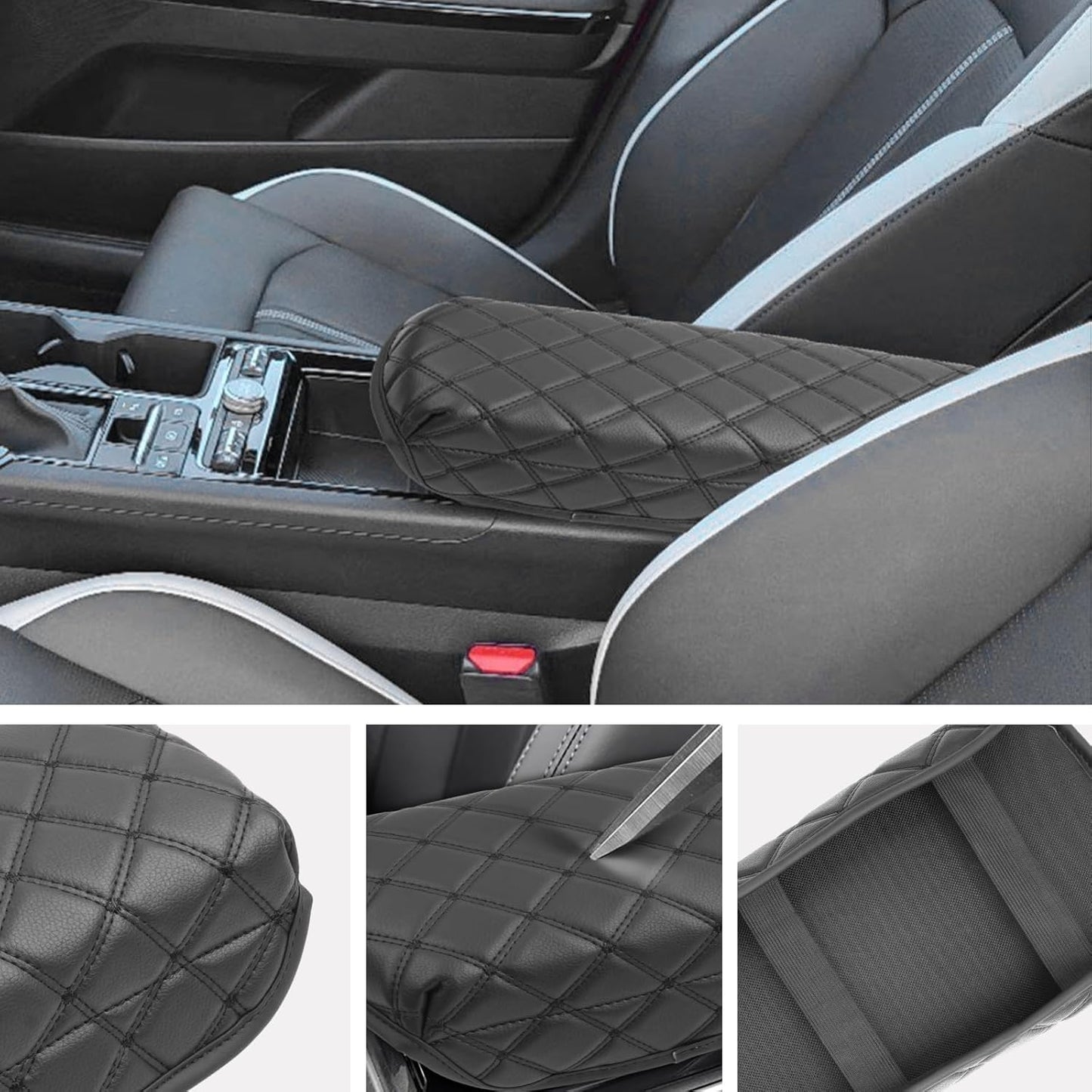 SXCY for 2025 Kia K5 Armrest Cover for Kia K5 2021-2025 Accessories 2021-2025 K5 Center Console Cover Pad 2024 2025 K5 Middle Console Cover Pad(Black Plaid Pattern)