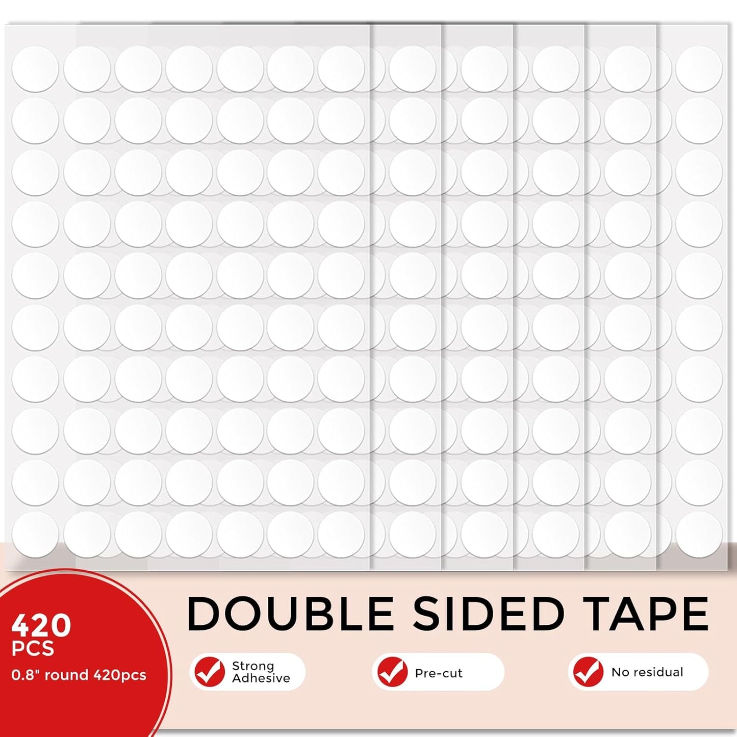 420pcs Double Sided Tape Wall Nano Sticky Dots Mounting Putty Two Sided Adhesive Strips Museum Putty Sticky Tack No Traces - Crafts Poster Decoration Picture Hanging Crafting Party - 0.8" Round