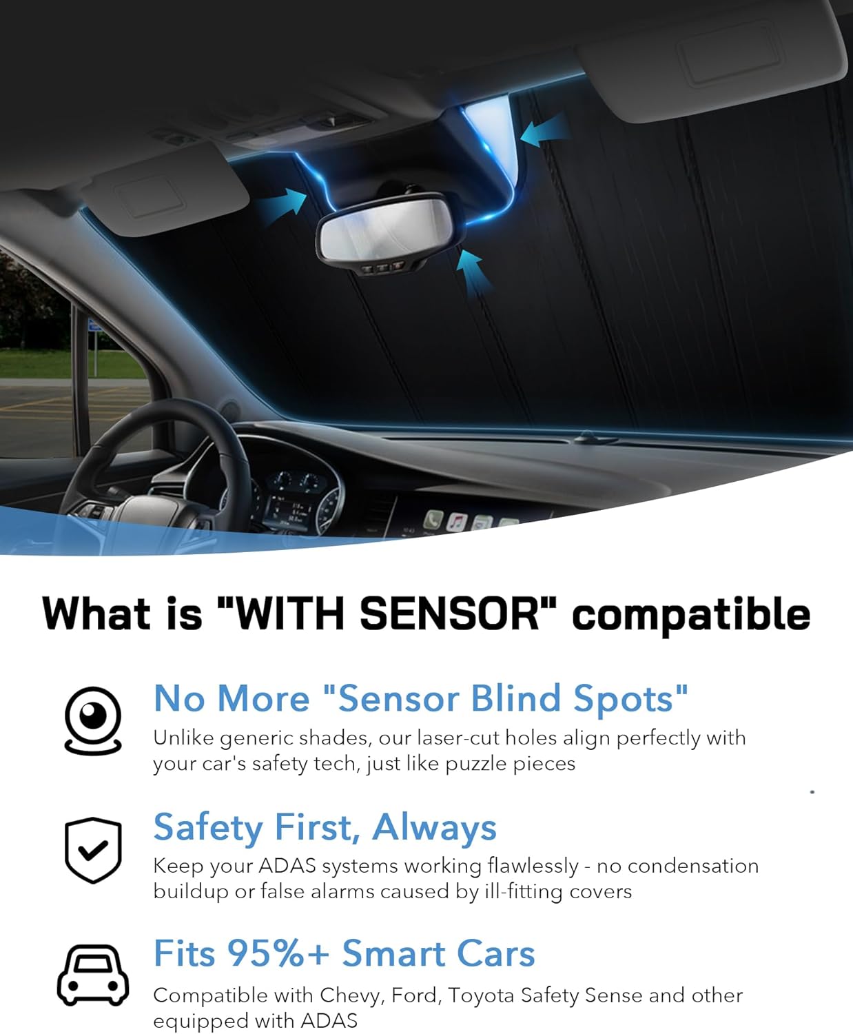 Windshield Sun Shade for Kia NIRO 2017-2022,Front Window Sunshade Shield, 2-in-1 Reflective Sun Shade,Silver for Summer, Black for Winter