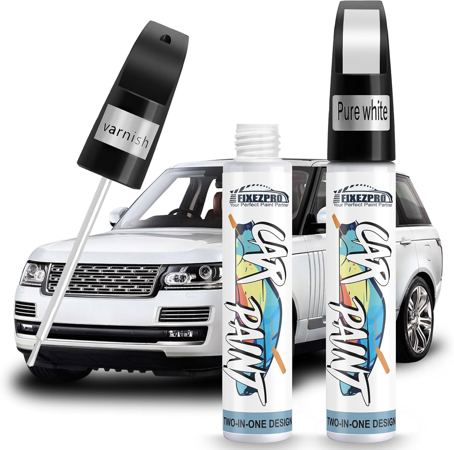 White Car Paint Touch Up, Car Scratch Repair Pen, Color Accurate Automotive Paint with Varnish Clear Coat Pen Quick and Easy Fix Vehicles Chip Rim Scuff Repair