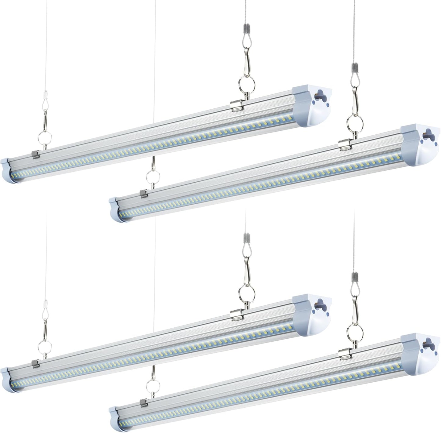 T8 LED Shop Lights 4FT, 4 Pack 60W 9600LM 6000K Daylight White, Linkable Lighting, Plug & Play Energy-Saving, Work Lights Ceiling LED for Garage Warehouse Basement (V4-4)