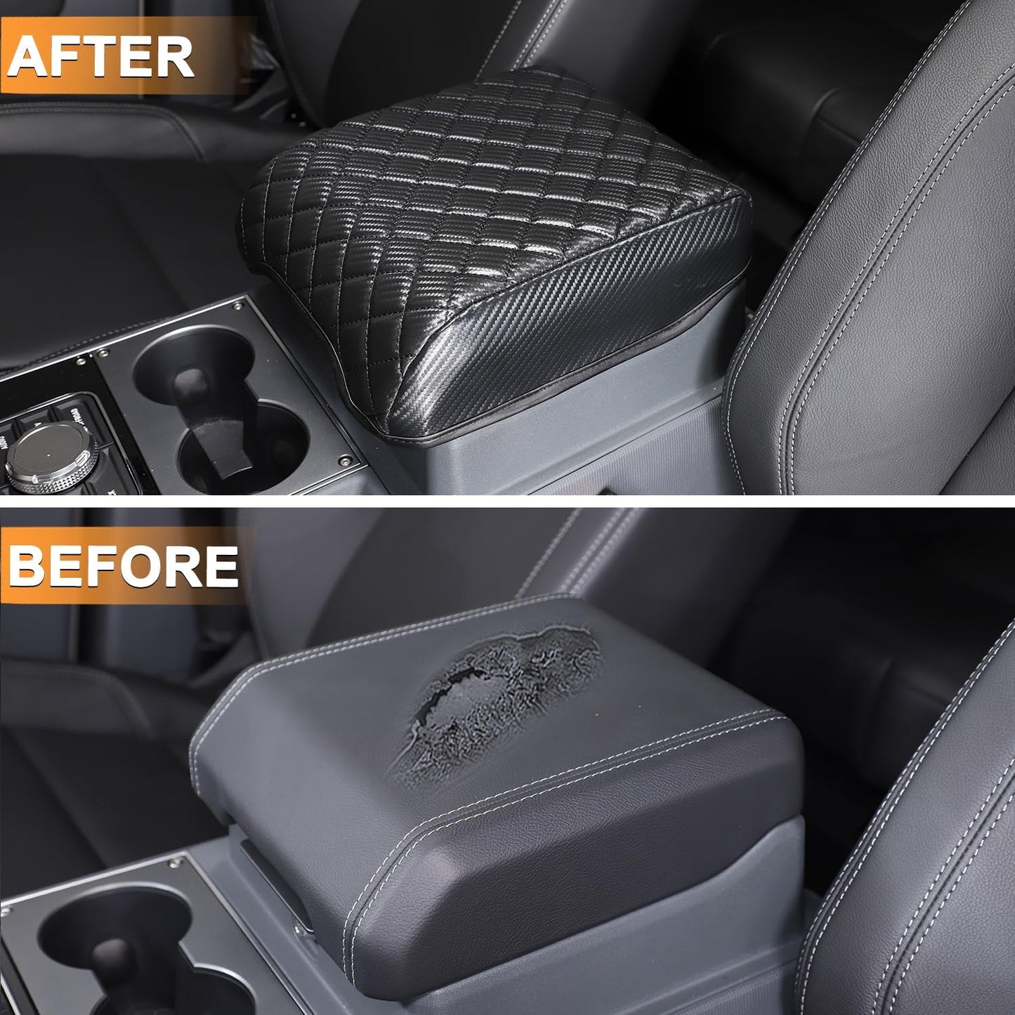 Car Armrest Box Cover Protector Compatible with Ineos Grenadier 2020-2024 Center Console Lid Protector Cover Original Customized Armrest Cover (Carbon Fiber Texture)