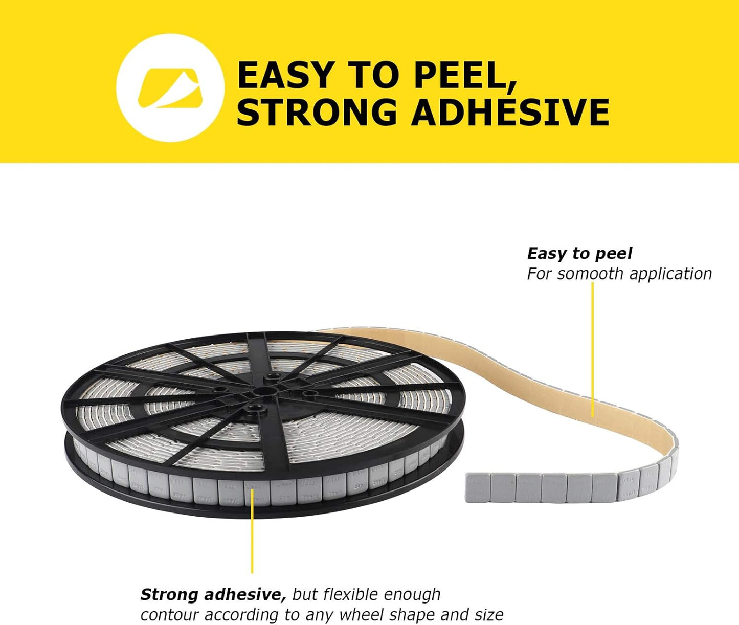 YIZBAP Wheel Weights Gray 1/4 OZ, 5kgs/11lb/Roll, 715pcs, with Strong Adhesive. 0.25 Ounce Stick on Wheel Weights for Cars, Trucks, SUVs, Motorcycle and Others