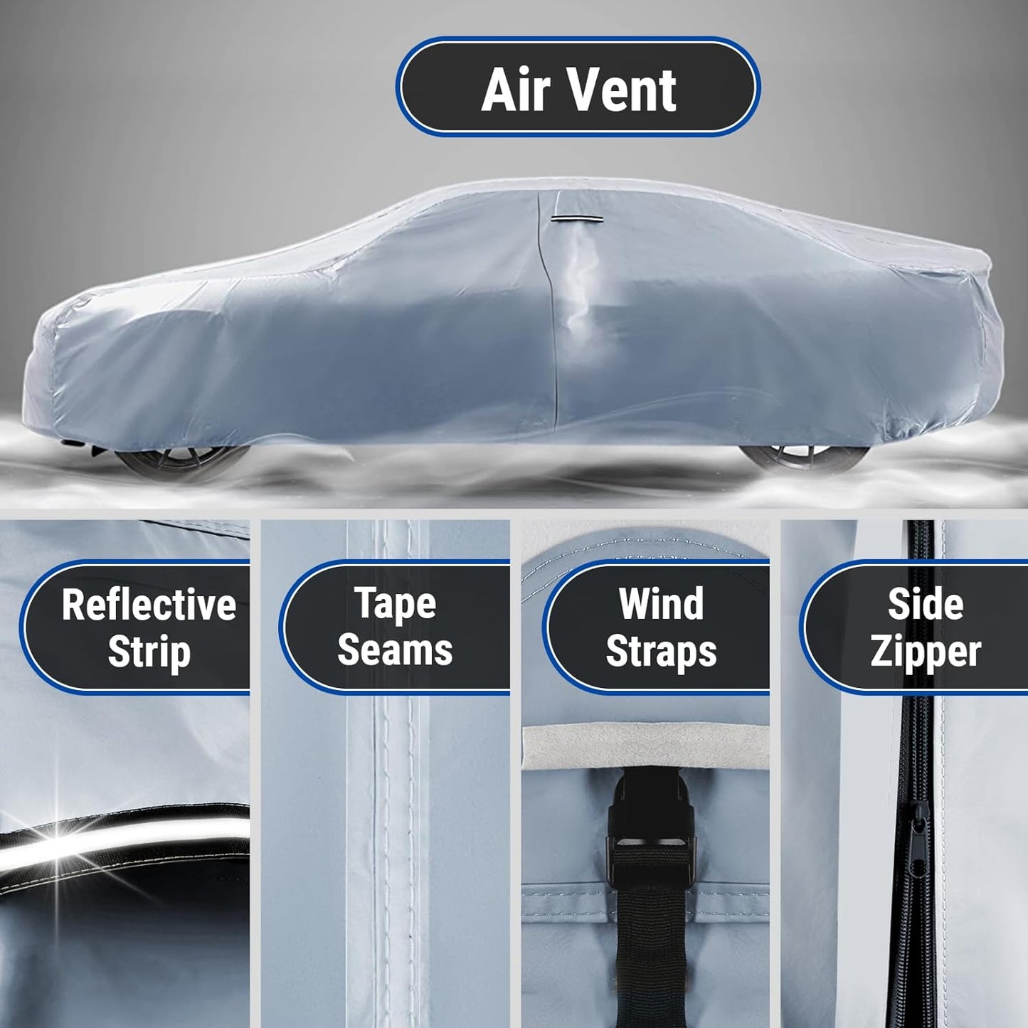 iCarCover Premium Car Cover for 1963-1969 Pontiac Lemans 2-Door, 4-Door Heavy Duty Waterproof All-Weather Automobiles Custom Fit Indoor Outdoor UV Snow Protection Covers with Straps and Bag