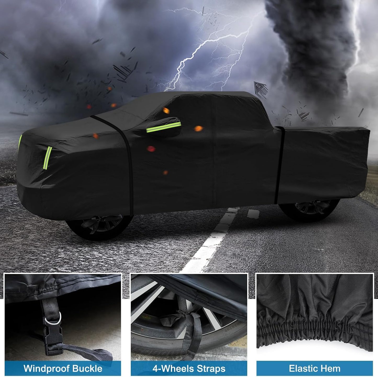 Car Cover for Toyota Tacoma Truck 2005-2025 for Xtra/Access/Double Cab SB (5'-6.125'), Outdoor Car Covers with Driver Side Zipper Windproof Heavy Duty Protection for Toyota Tacoma(UP to 212‘’L)