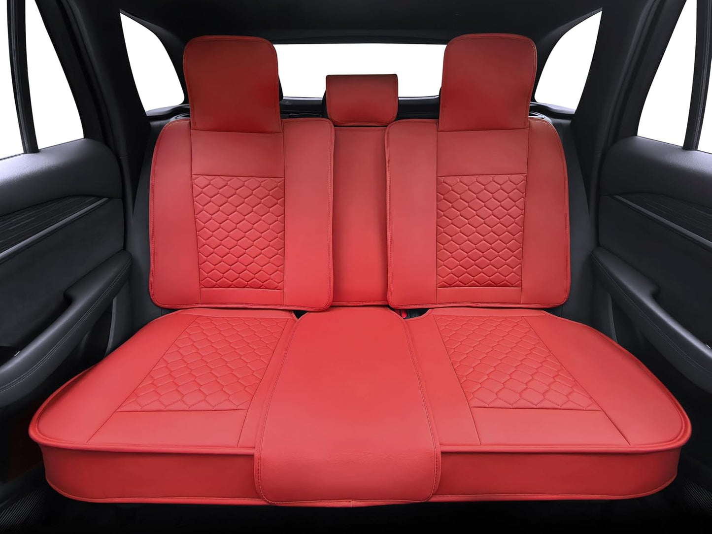 Elantrip Car Seat Cover Full Set Leather Car Seat Protector Universal fit for Most Cars SUVs and Trucks Water Proof Front and Rear Seat Protector Red