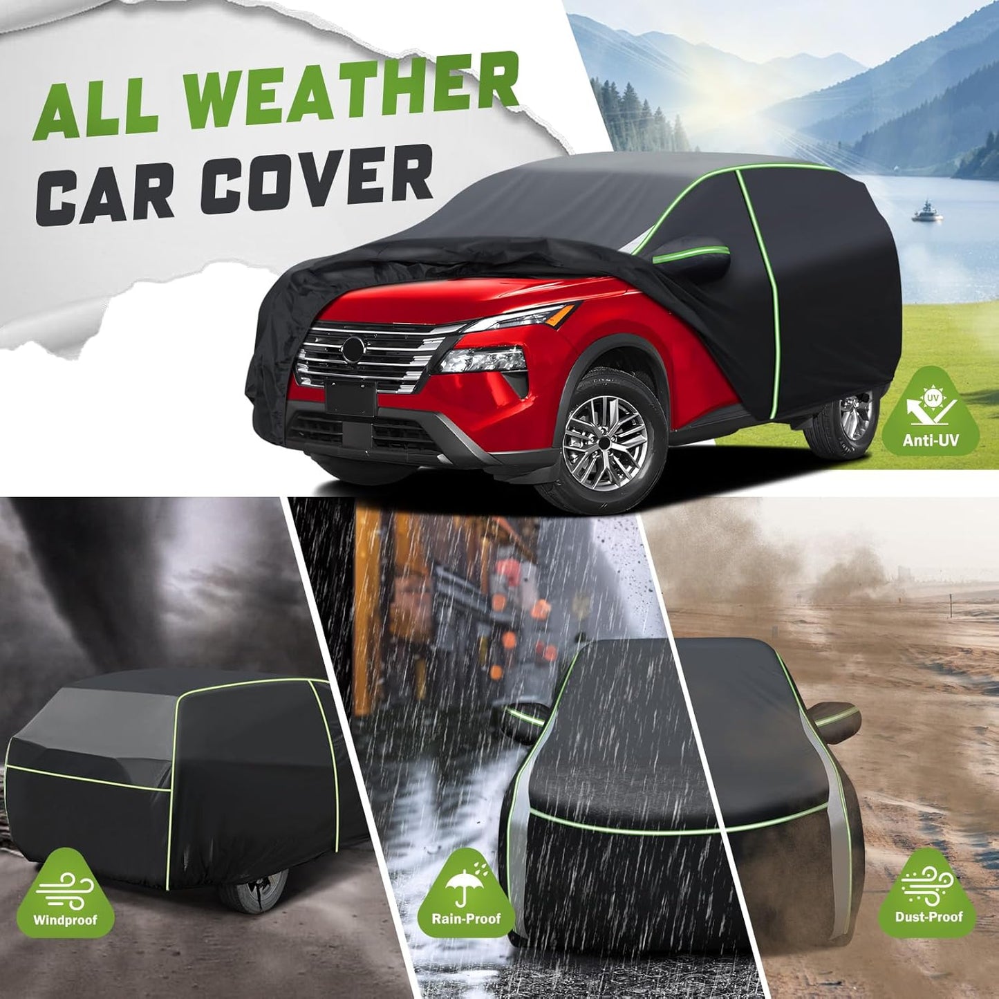 Mixsuper Liner Car Cover for Nissan Rogue 2008-2026, 7 Layers Waterproof All Weather Car Covers for Rogue, Windproof Snowproof Rain Hail Sun UV Dust Snow Protection Full Outdoor Exterior Car Covers