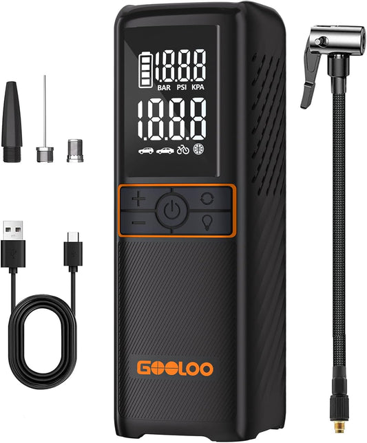 GOOLOO GT160 Tire Inflator Portable Air Compressor, 160PSI Portable Air Pump for Car Tires, 7500mAh Cordless Air Pump with Digital Pressure Suitable for Cars, Bikes, Balls, Motorcycles