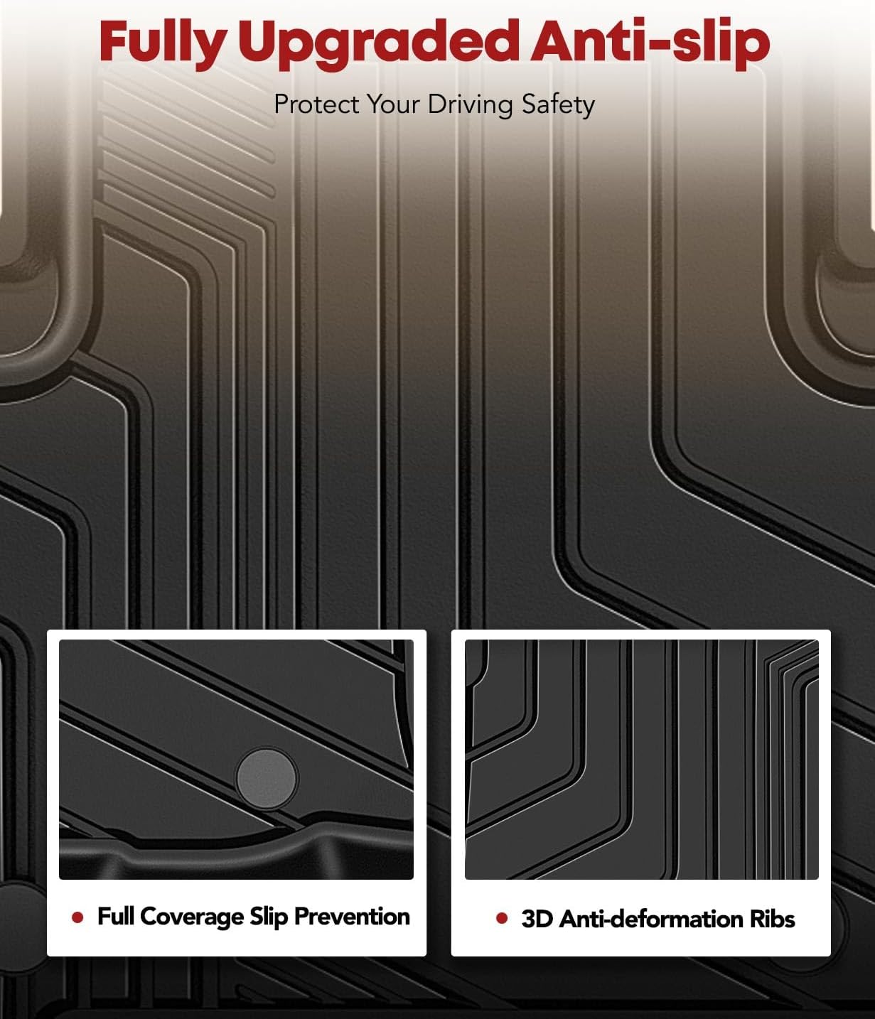 YHTAUTO Floor Mats Fit 2016-2023 Toyota Tacoma Double Only for Automatic, TPE All Weather Floor Liner Odorless Custom Fit Car Mats, 1st 2nd Row Tacoma Accessories, Black