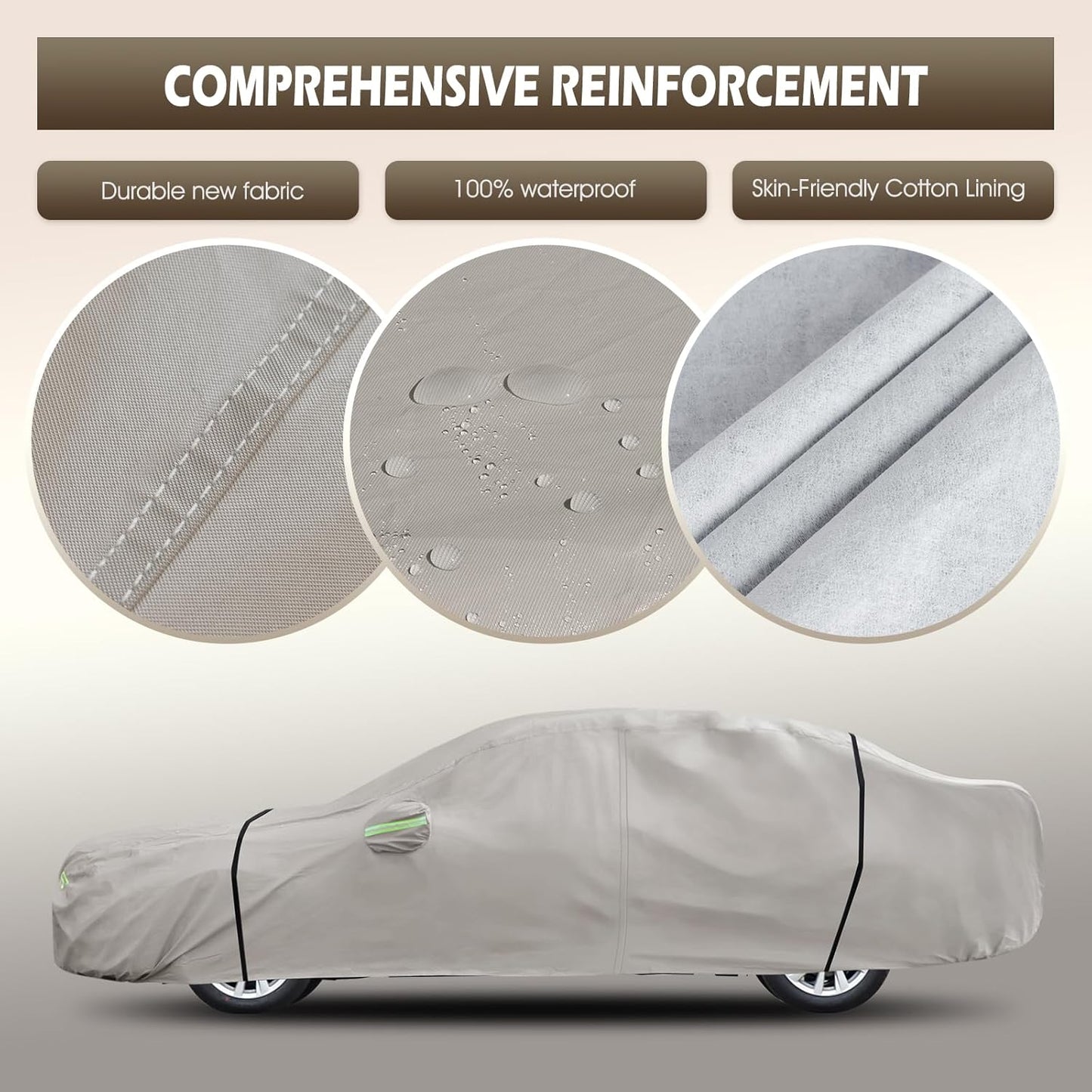 Migaven 6 Layers Car Cover Custom Fit for Toyota Corolla 2000-2025, Honda Civic 1991-2025, Waterproof Full Exterior Cover Sun Rain Protection with Door Zipper