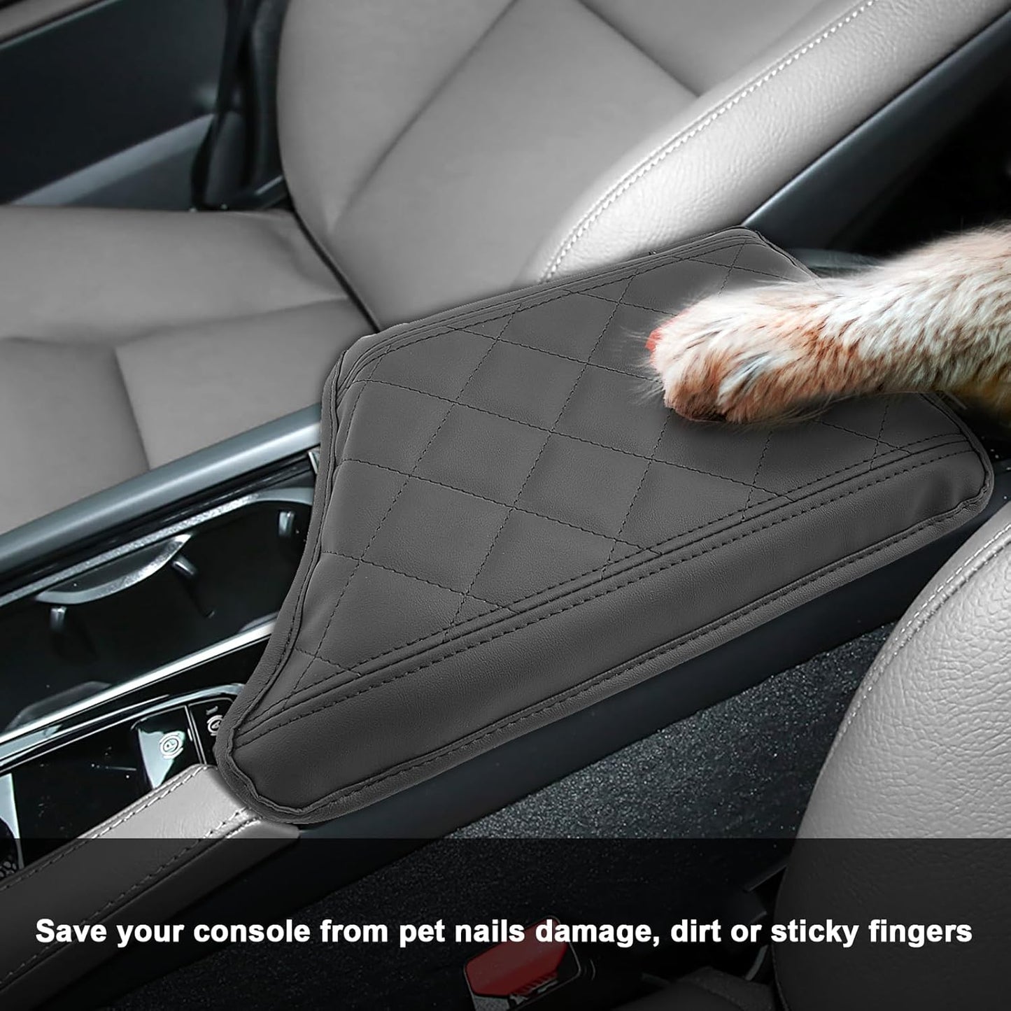 SXCY for 2024 XC90 Armrest Cover for Volvo XC90 2018-2024 Accessories 2024 XC90 Center Console Cover 2024 XC90 Middle Console Cover (Black Checkered Pad)