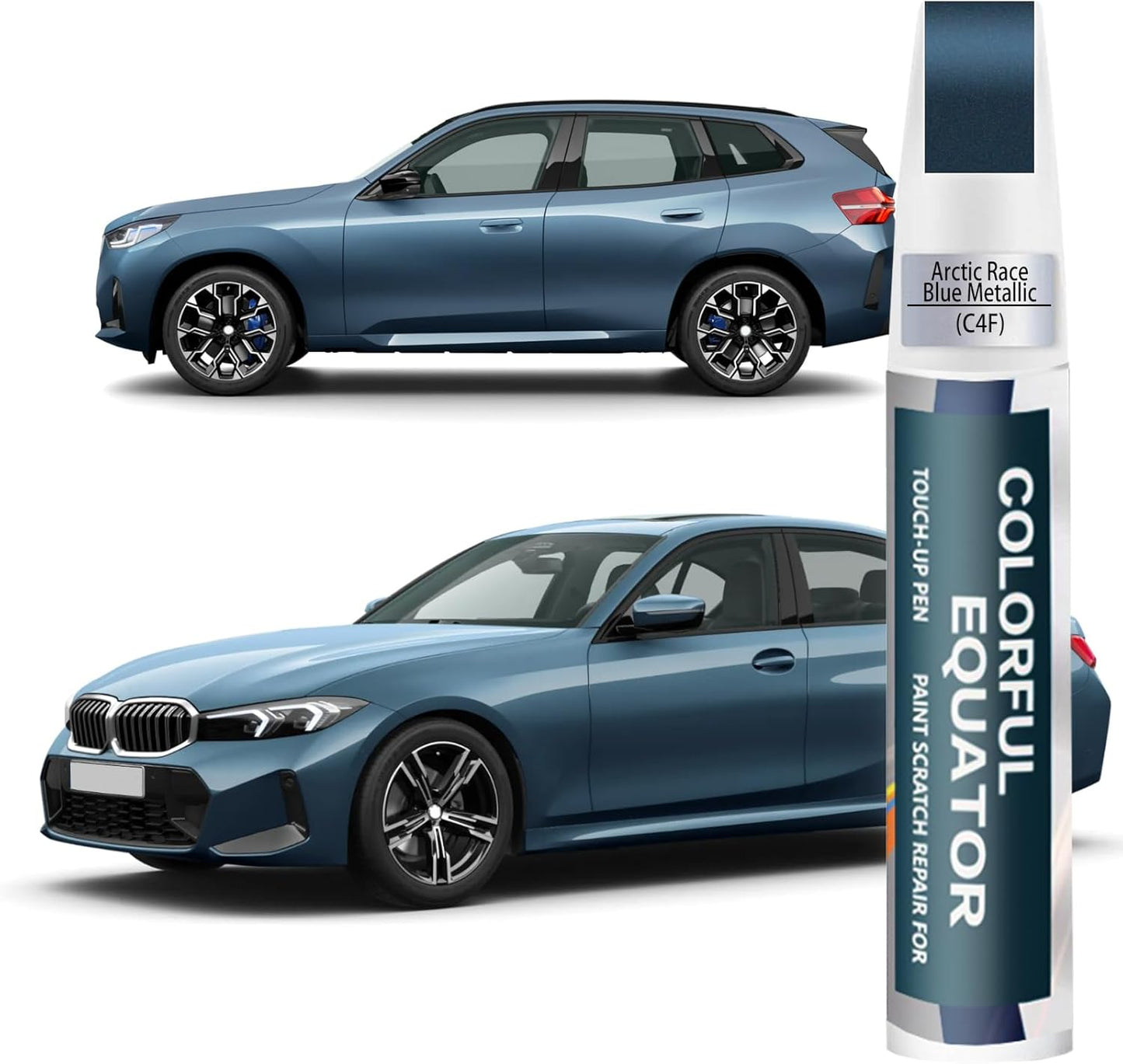 Arctic Race Blue Metallic(C4F) Touch Up Paint for BMW, Car Paint Pen Scratch Repair Two-In-One Touch Up Paint, Premium Car Scratch Remover for Deep Scratches