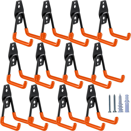 Heavy Duty Garage Hooks 12 Pack, 2.8 inch Small U Shaped Hanger, Wall Mounted Storage System, Power and Garden Tool Organizer, for Hanging Ladders, Hose, Bulk Items and More