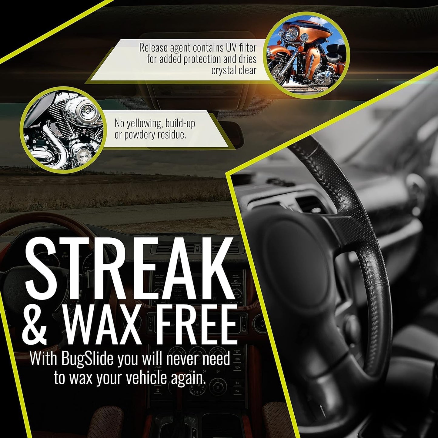 BugSlide 2.5 Gallon Cleaner Refill for Spray Bottles & Travel Kits - All Surfaces Cleaning and Detailing Solution for Vehicle Interior and Exterior Use - Shines, Degreases, Polishes