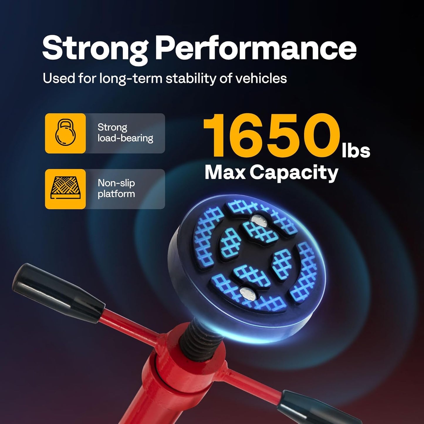 SPECSTAR Movable Underhoist Support Stand with Foot Pedal, 3/4 Ton 1650Lbs Capacity Jack Stand Lifting from 52 to 76 Inch with Replaceable Saddle and Steel Base