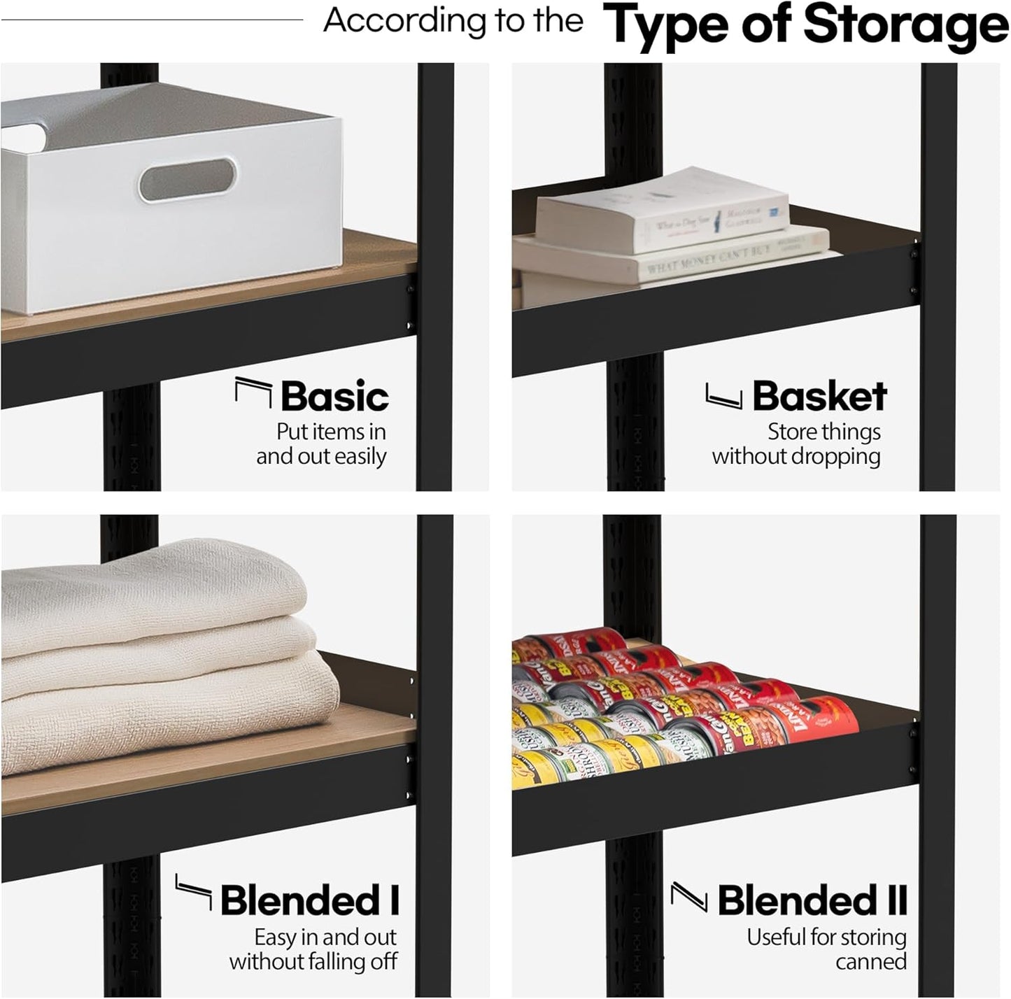 HOMEDANT House Black 5 Tier 24.4" W Laminated Metal Shelving Unit Adjustable Storage Utility Rack Heavy Duty Shelves Organization Multipurpose Shelf Kitchen Garage Pantry Closet 1 Pack