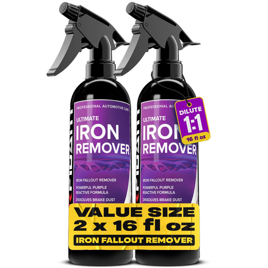Iron Remover for Car Detailing – Iron Decon Spray, Pulls Out Brake Dust, Rust & Fallout - Contaminant Removal for Car Paint & Wheels, pH Neutral Formula - 16 fl. Oz. (2-Pack)
