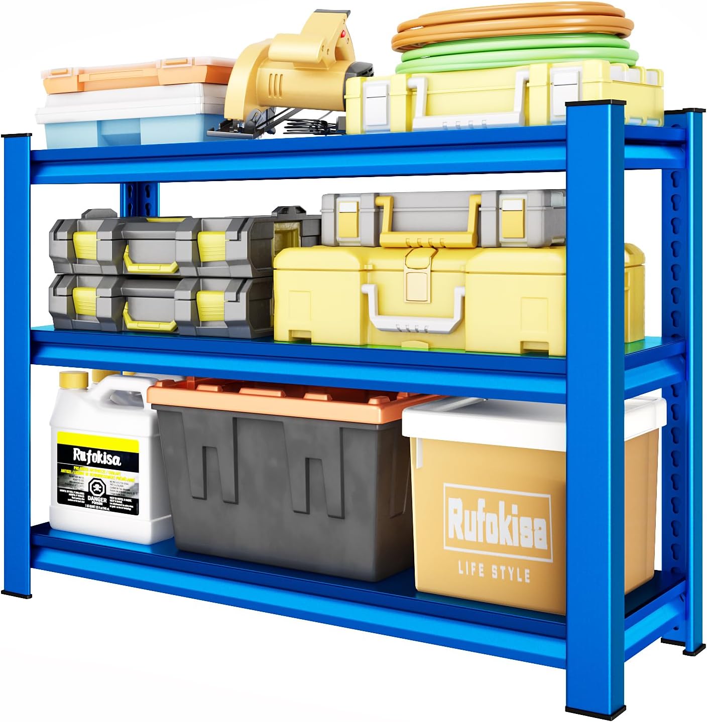40" W Garage Shelving Heavy Duty，1500LBS Loads Adjustable Garage Storage Shelves,3-Tier Metal Storage Racks and Shelving Units, Utility Rack Shelves,40”W x 18”D x 36”H,Blue
