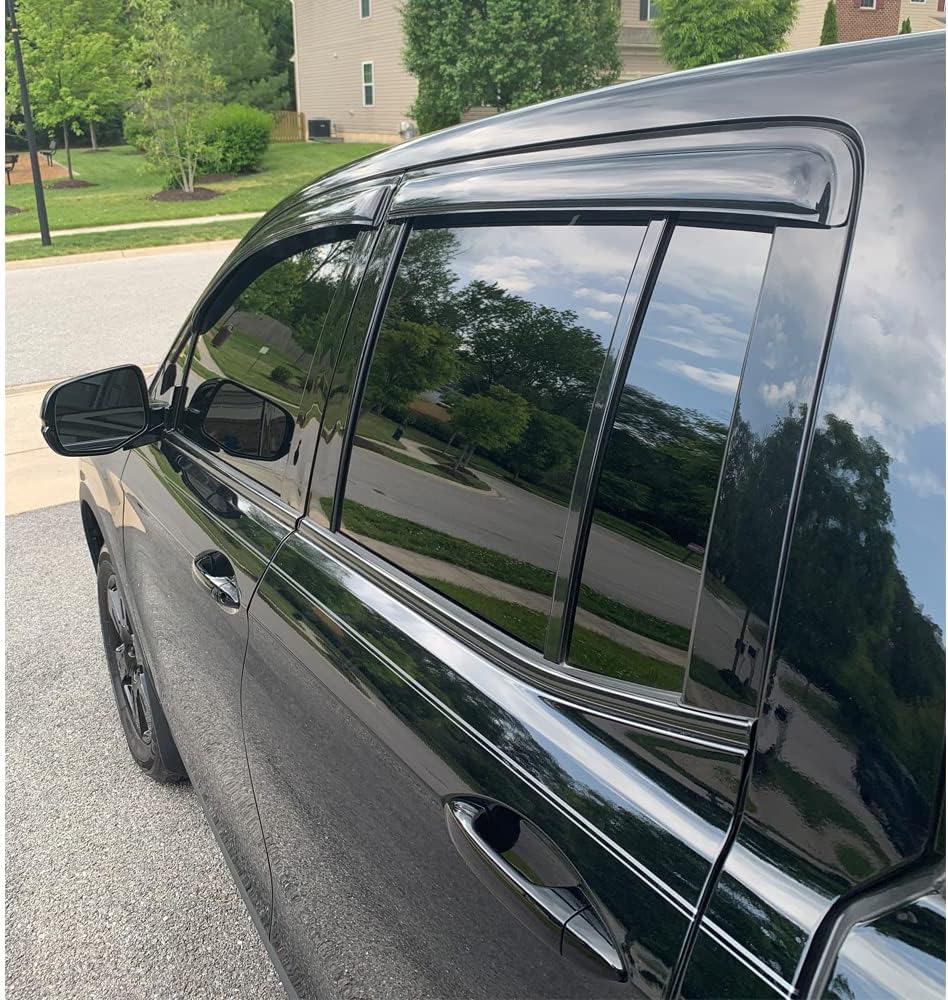 94276 Sunproof Waterproof Side Window Wind Deflector, 4pcs Protective Replacements Rain Guards, Window Visor fit for 2017 2018 2019 2020 2021 2022 2023 2024 Honda Ridgeline