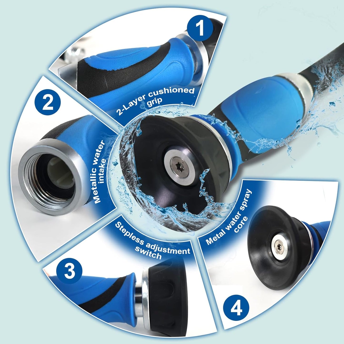 Metal Garden Hose 30 Ft Flexible Stainless Steel Water Hose 25 Ft 50 Ft With Hose Nozzle, Heavy Duty No Kink Hose (30FT)