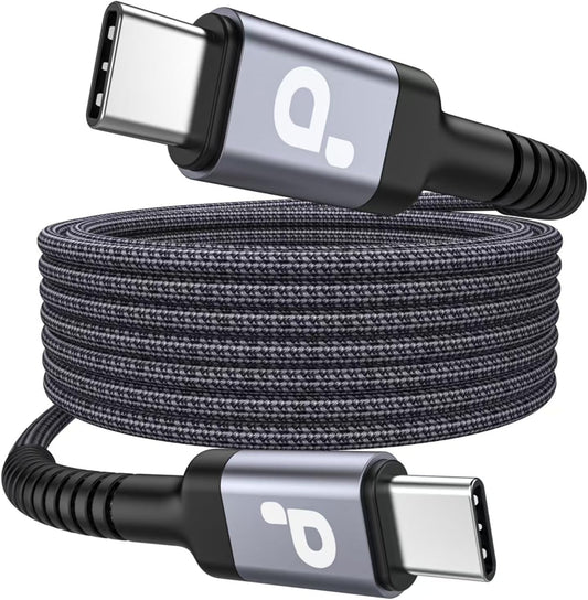 Extra Long USB C to USB C Cable 15FT, 100W USB C Cable Fast Charging, Upgraded Extra Durable Braided USB C Cord for iPhone 16 15 Pro Max, MacBook Pro, Samsung Galaxy S10 S9 Plus, LG and More-1Pack