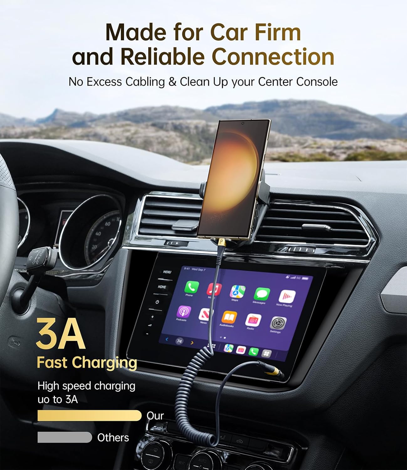 USB C Cable Fast Charging, 2Pack 3ft Coiled USB A to Type C Charge Cord for Car USB-C Charging Cable Compatible with iPhone 16/15/Pro/Samsung Galaxy S20 S10 Plus Note 10 and Other USB C Devices - Gold