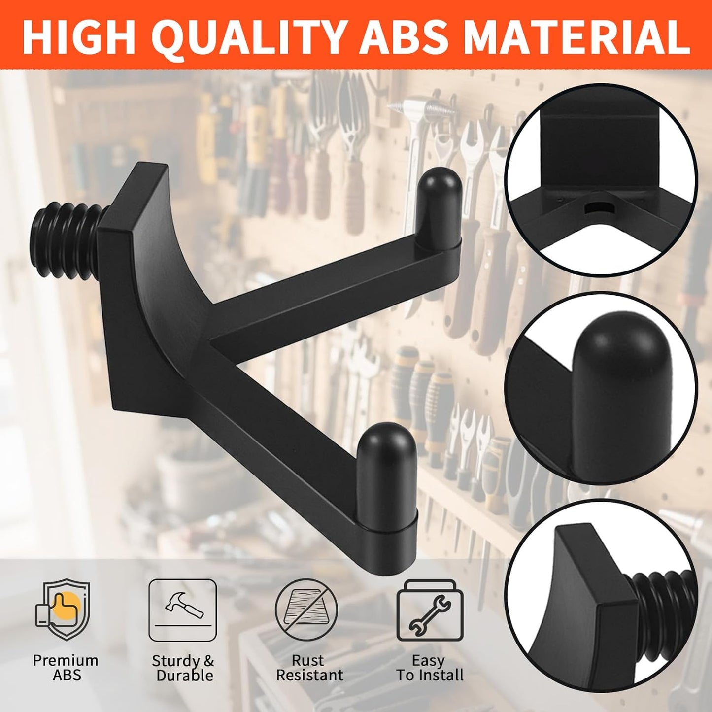 3Pcs Tool Hooks for Storage, ABS Shed Hooks Wall Shed Hanger Garage Organization Storage Accessories for Hanging Shovels Rakes Scissors Power Tools