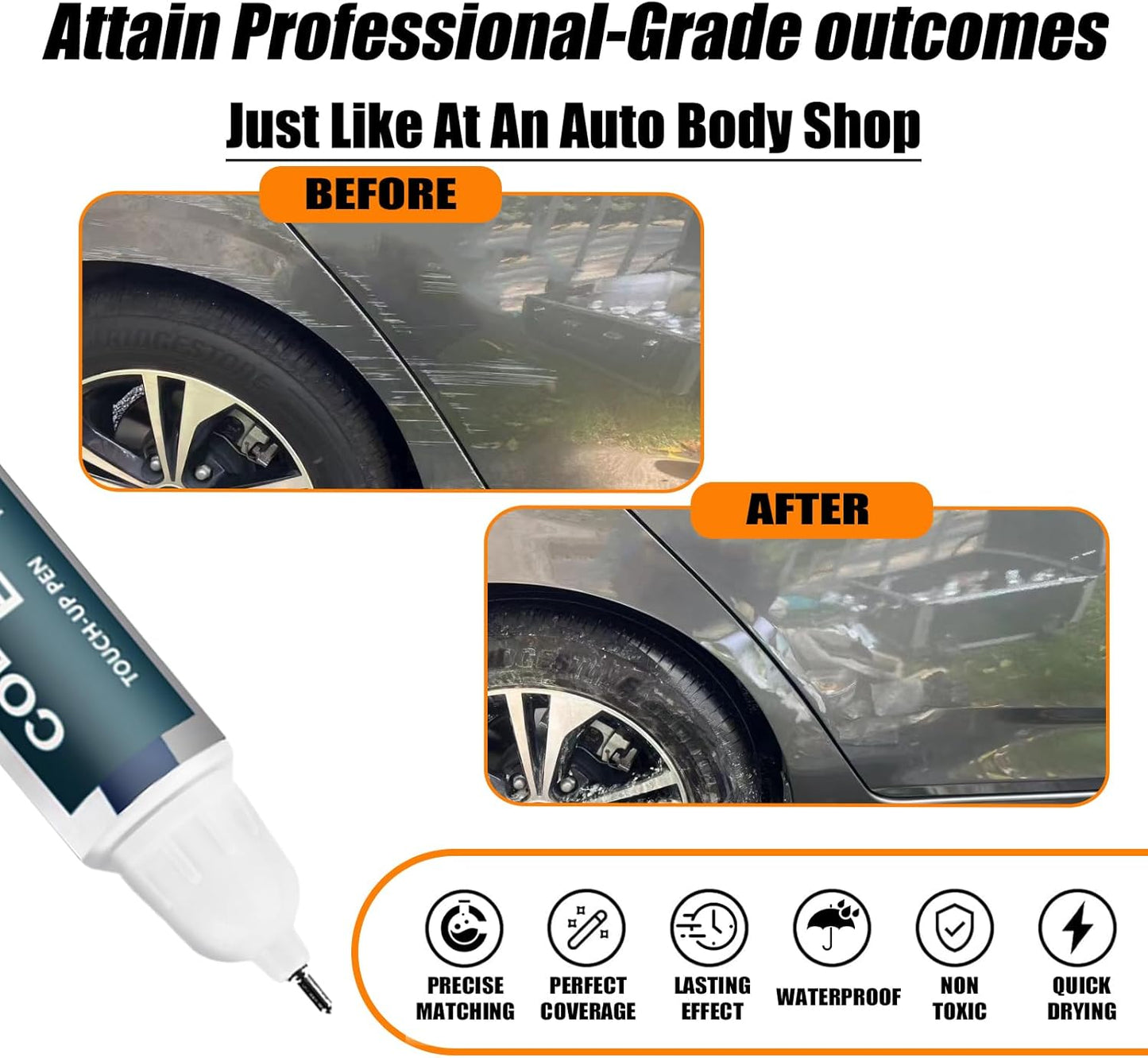 KAD Gun Metallic Touch Up Paint for Nissan, Car Paint Pen Scratch Repair Two-In-One Touch Up Paint, Premium Car Scratch Remover for Deep Scratches