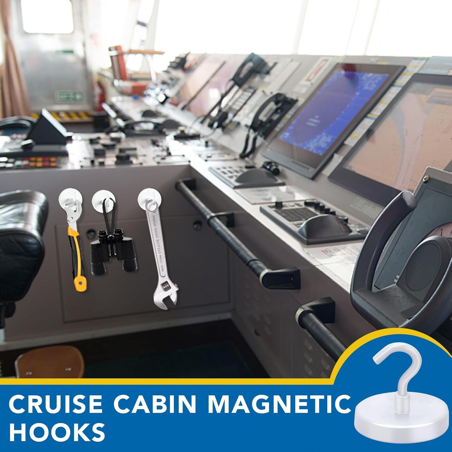 LOVIMAG Cruise Essentials, 150Lbs Cruise Door Magnets, White Magnet Hooks for Cabin Strong Magnetic Hooks for Hanging, Refrigerator, Celling -6 Pack