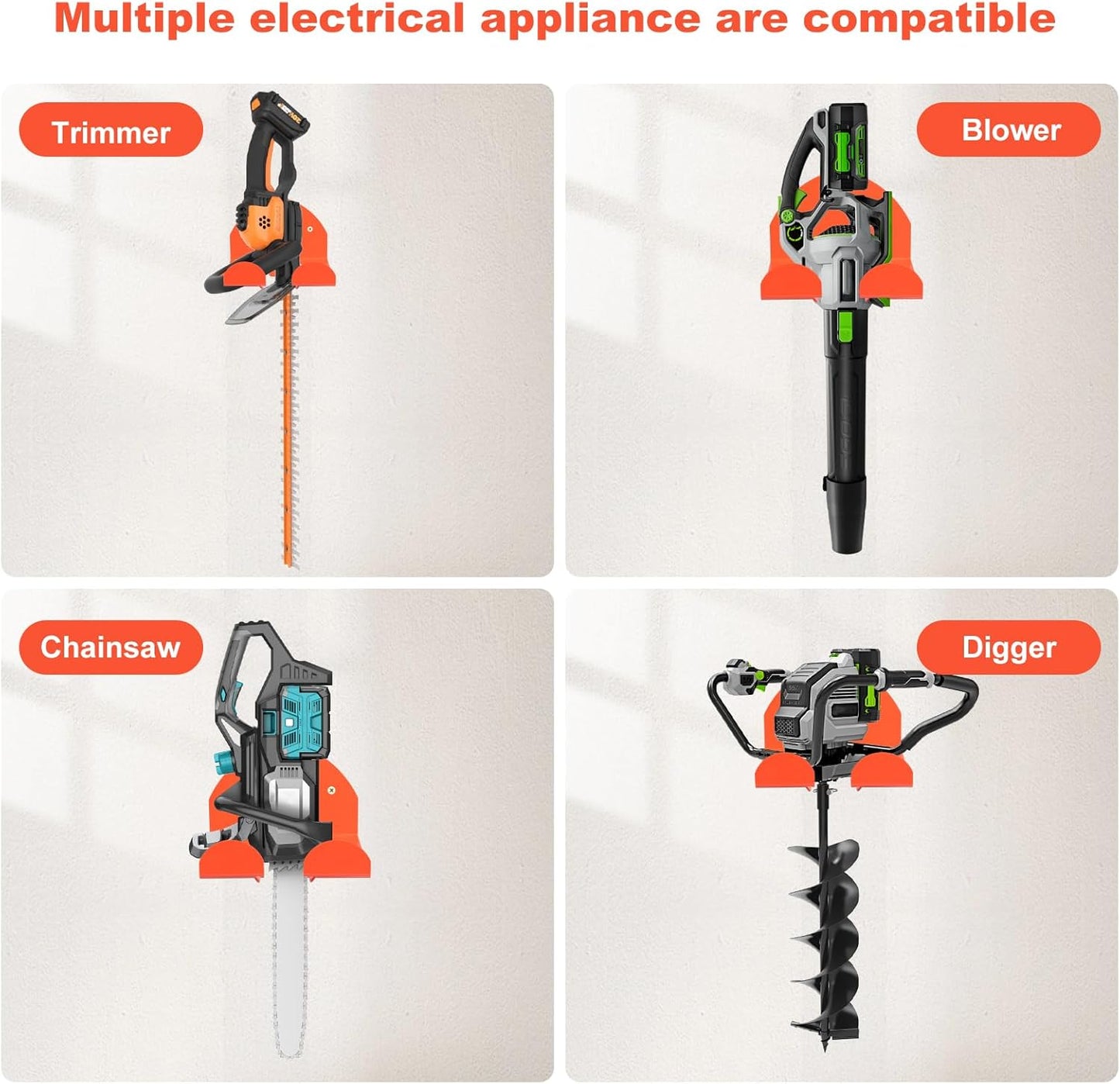 Weedeater Hanger,Trimmer Rack – 2 Pack Heavy Duty Wall Mount for Weed Eater, Grass Trimmer, Hedge Trimmer – Garage Storage Organizer, Space-Saving Tool Holder