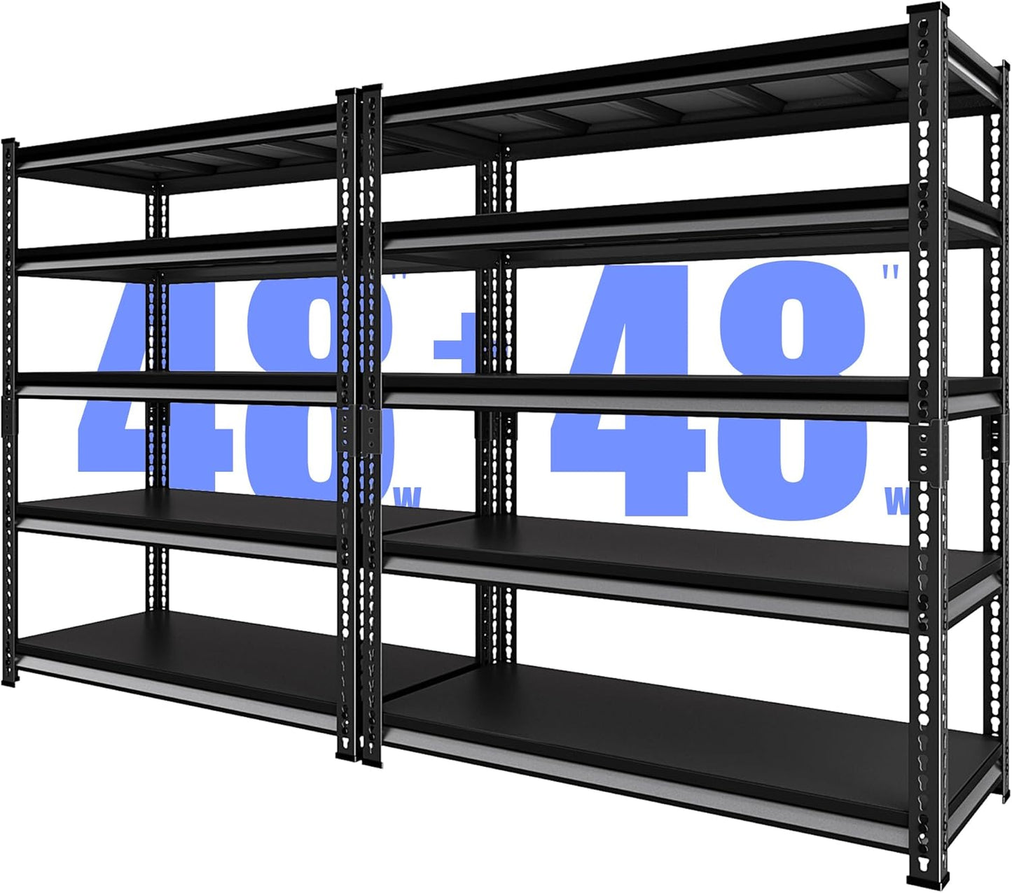 48" W Garage Shelving Heavy Duty, 3000LBS Loads Shelving Units and Storage Racks, 5-Tier Metal Garage Storage Shelves, Industrial Utility Shelf,48" Wx24 Dx78 H，2 Pack