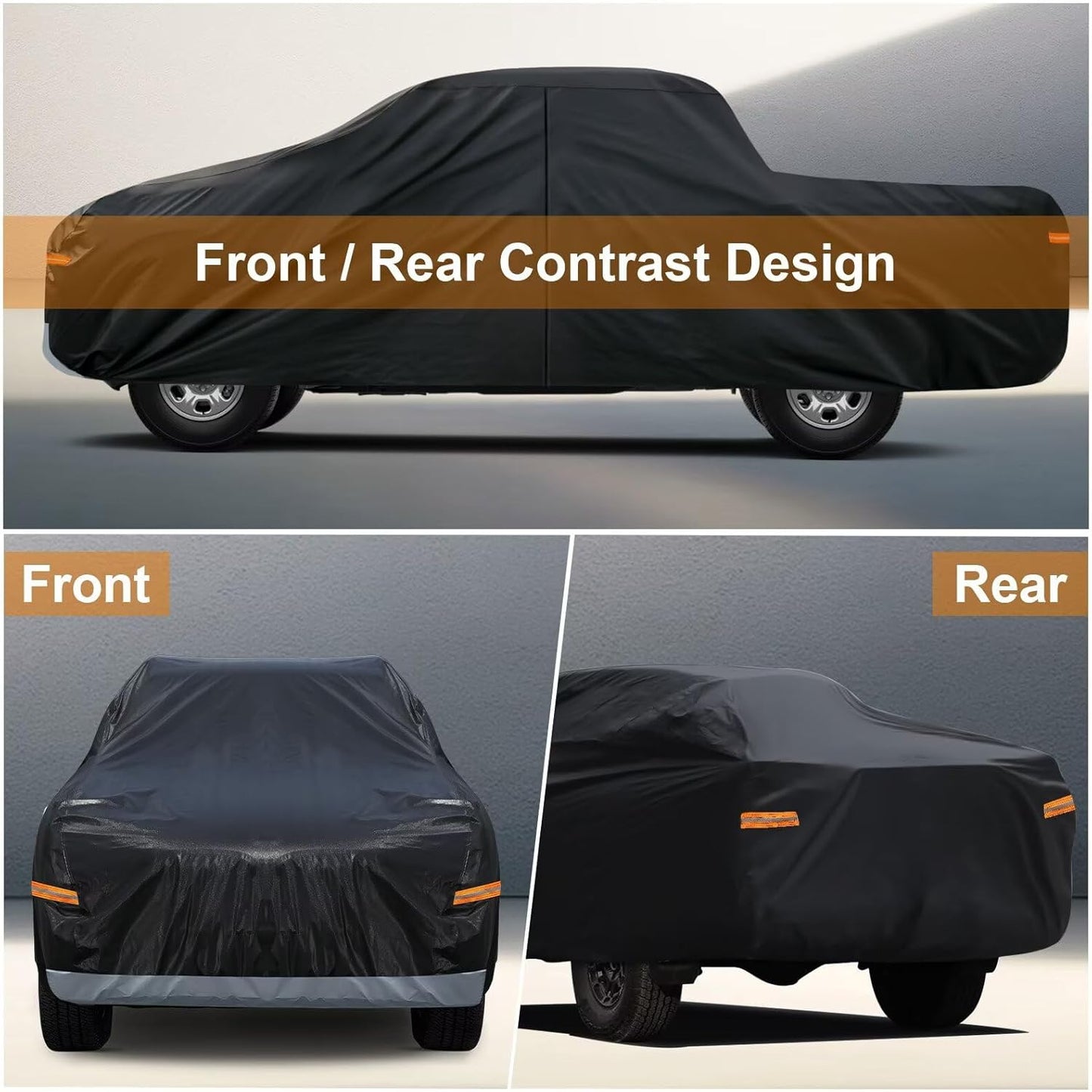 Kayme Truck Cover Custom Fit Toyota Tundra(2006-2025) Double Cab Long Bed. Full Exterior Heavy Duty Outdoor Pickup Truck Car Cover Waterproof All Weather.Car Tarp for Wind Sun Dust Protection.Black