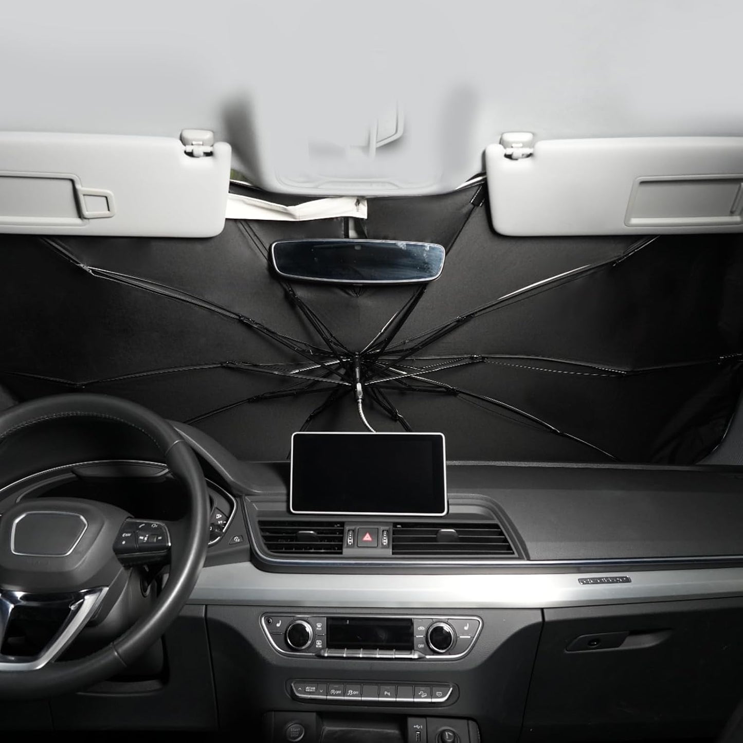 Umbrella Sunshade for Audi Q5 Accessories 2018-2025, Foldable Windshield Cover Sun Shade Umbrella Sun Visor with UV Block Windshield and Heat Insulation Protection (for Audi Q5 2018-2025)