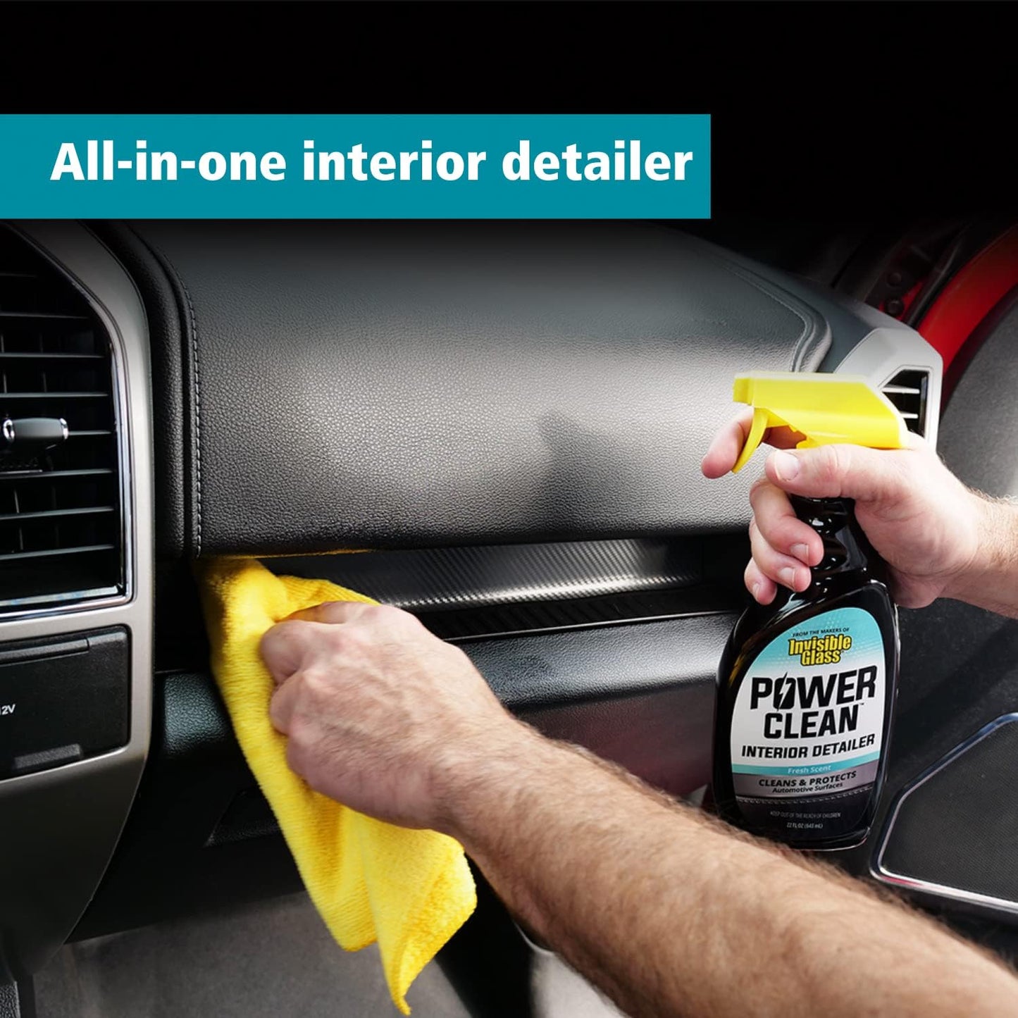 Invisible Glass 92024 Power Clean Automotive Interior Detailer Cleaner Protectant and Conditioner to Restore Interior Surfaces Prevent Fading, 22 Fl Oz, Pack of 1