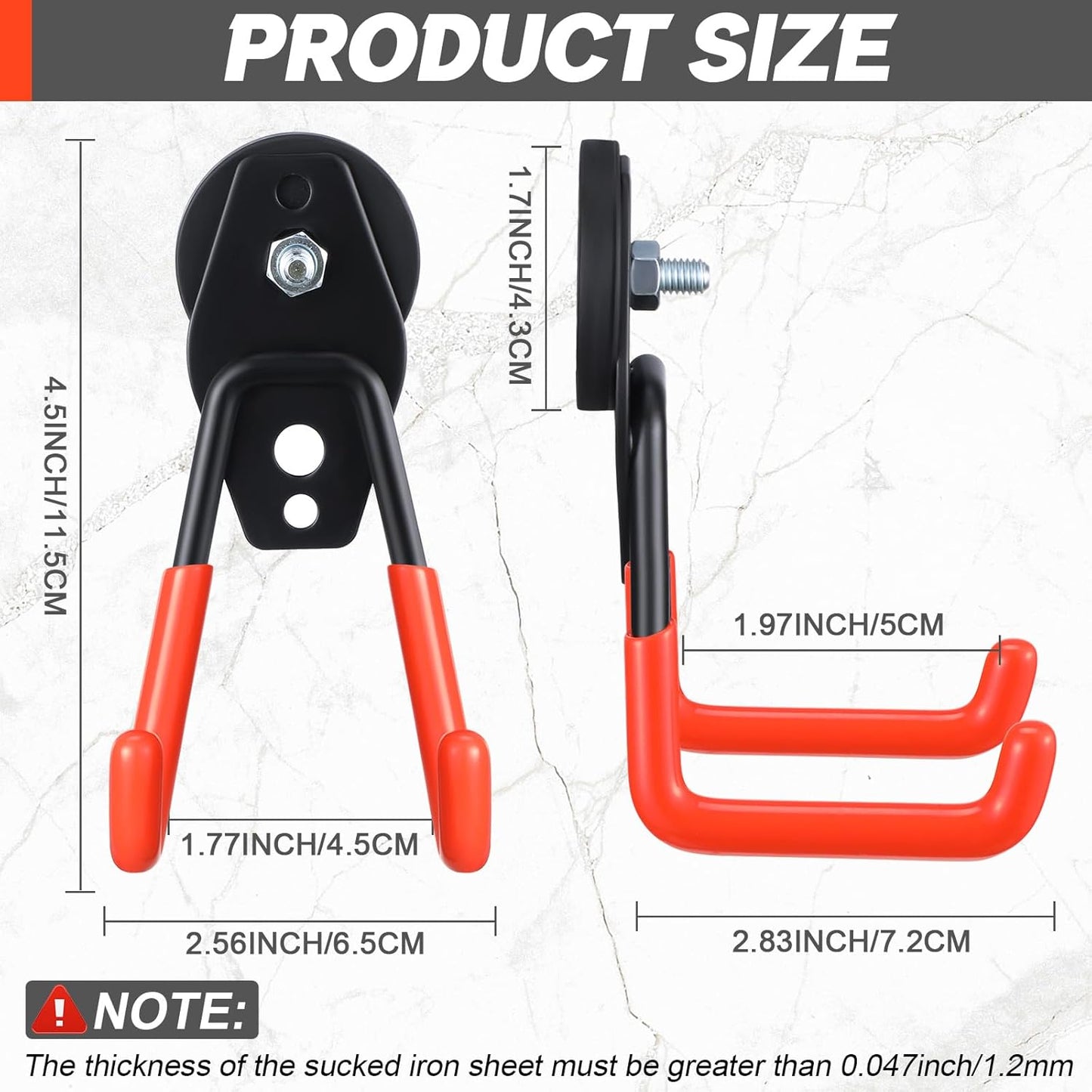 Landhoow Large Magnetic Hooks Heavy Duty Garage Magnet Hooks Strong Storage Utility Magnetic Hangers with Anti Slip Rubber Coating for Indoor and Outdoor Hanging(Orange,10 Pcs)