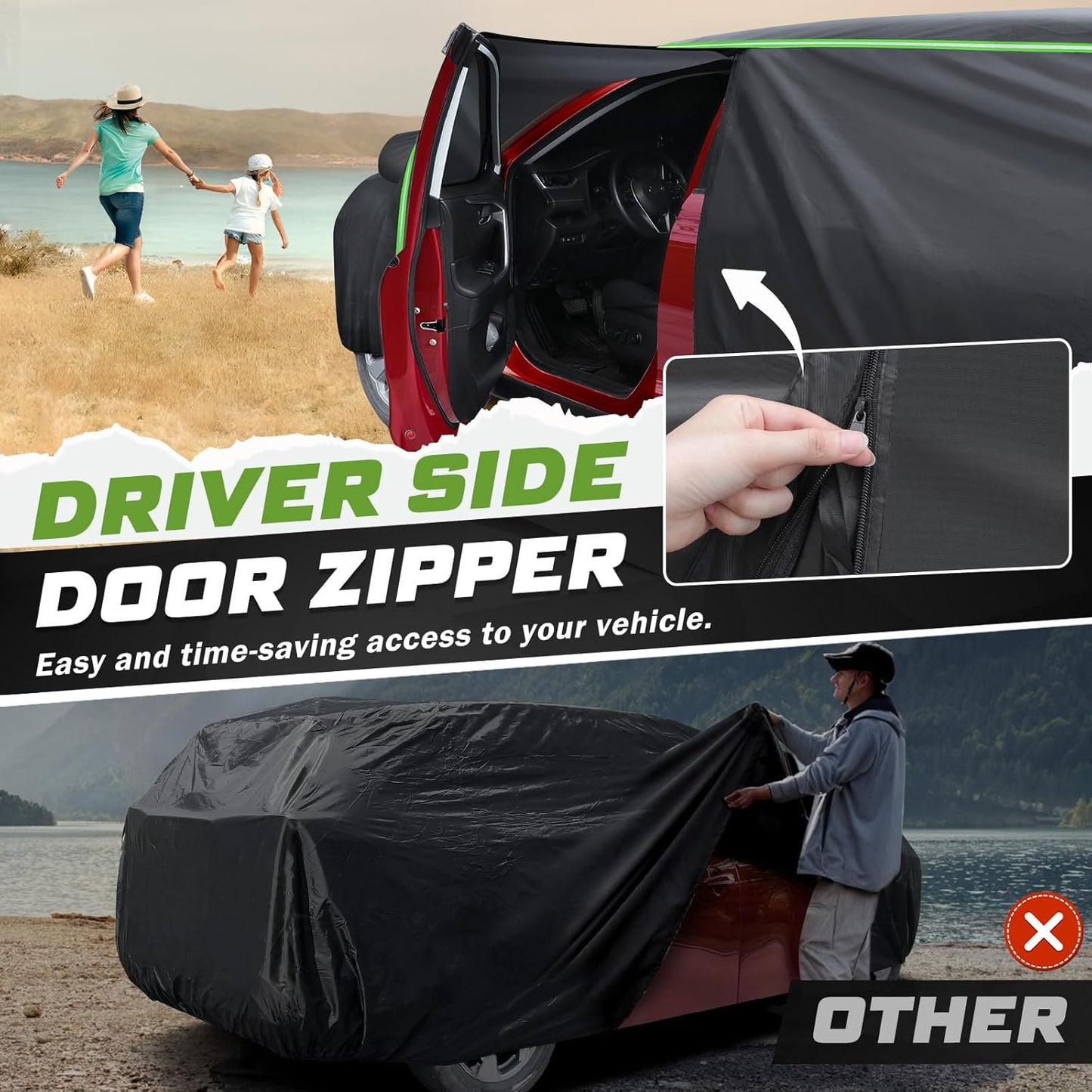 Mixsuper Liner Car Cover for Mazda CX-5 2013-2026 / Mazda CX-50 2023-2026, 7 Layers Full Car Cover All Weather Car Covers for CX5 CX50, Waterproof Outdoor Cover with Zipper Door Reflective Strips