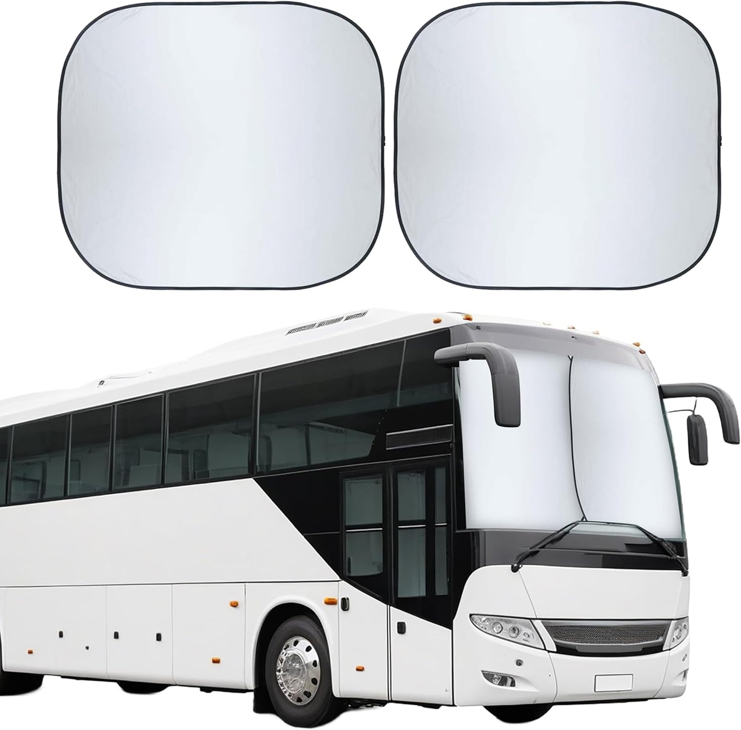 EcoNour 2-Piece Foldable Spring RV Windshield Sunshade, Reflective 240T Polyster for RVs, Trucks, Motorhomes, Bus, Side Window, XX-Large (Each 41.5 in x 50 in)