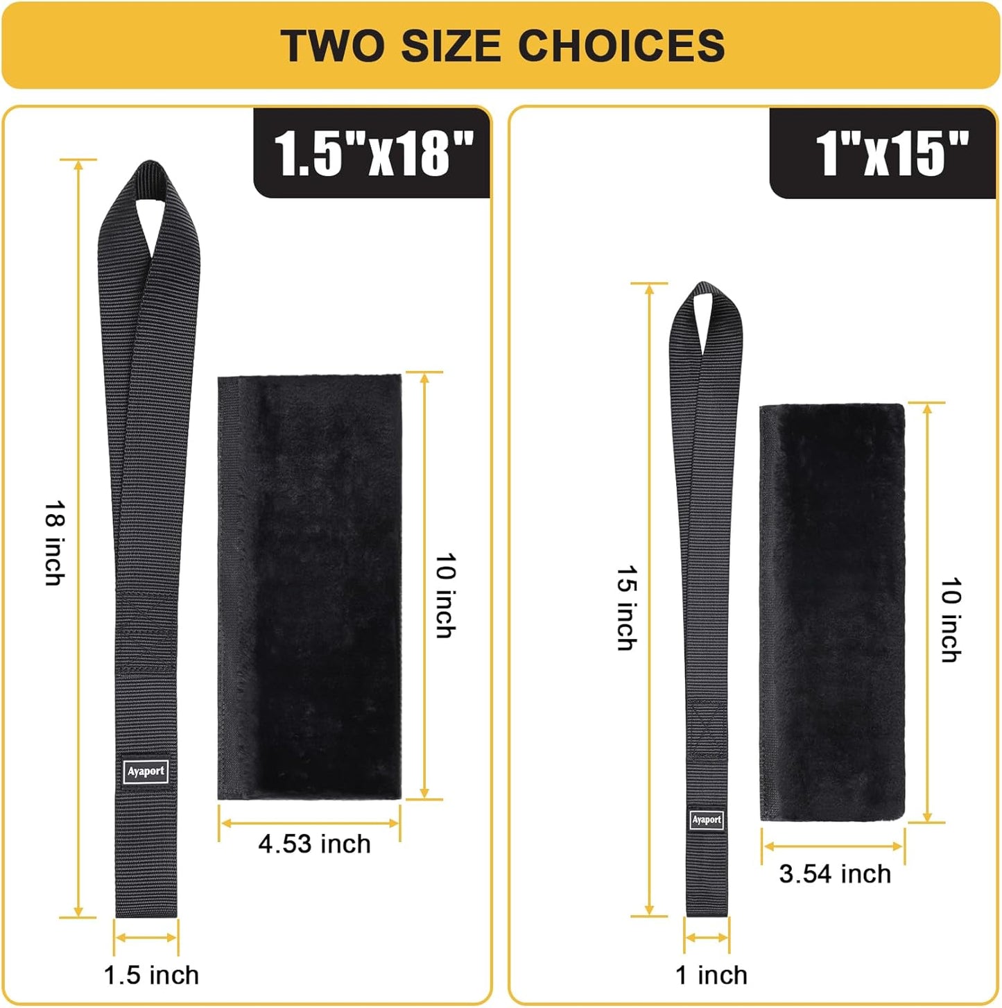 Ayaport Soft Tie Cover Set Include 4 pcs Synthetic Sheepskin Plush Covers and 4 pcs Soft Loop Tie Down Straps for Protecting Motorcycle, Dirt Bike, ATV, UTV etc. 1.5"x18"