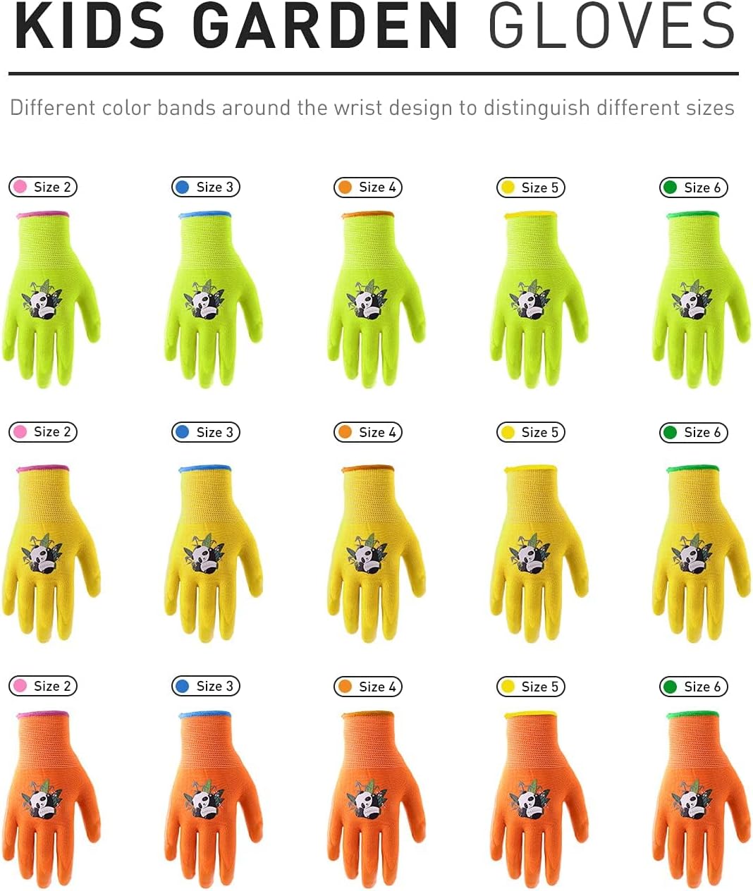 HANDLANDY 2 Pairs Kids Gardening Gloves, Toddler Children Garden Yard Work Outdoor Playing Gloves, Rubber Coating, for Girls Boys Youth (Size M, Orange)
