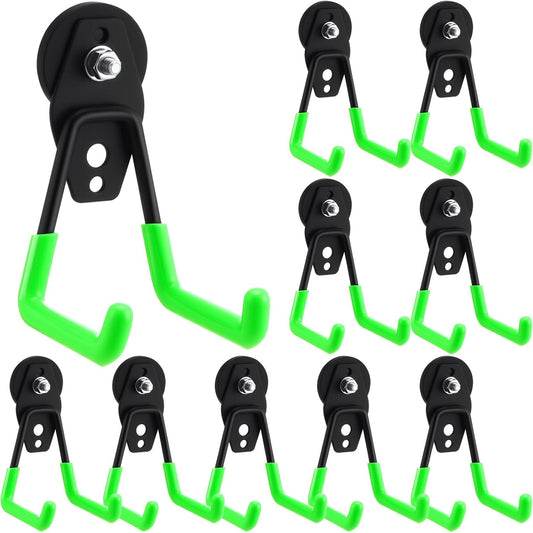 Landhoow Large Magnetic Hooks Heavy Duty Garage Magnet Hooks Strong Storage Utility Magnetic Hangers with Anti Slip Rubber Coating for Indoor and Outdoor Hanging(Green,10 Pcs)