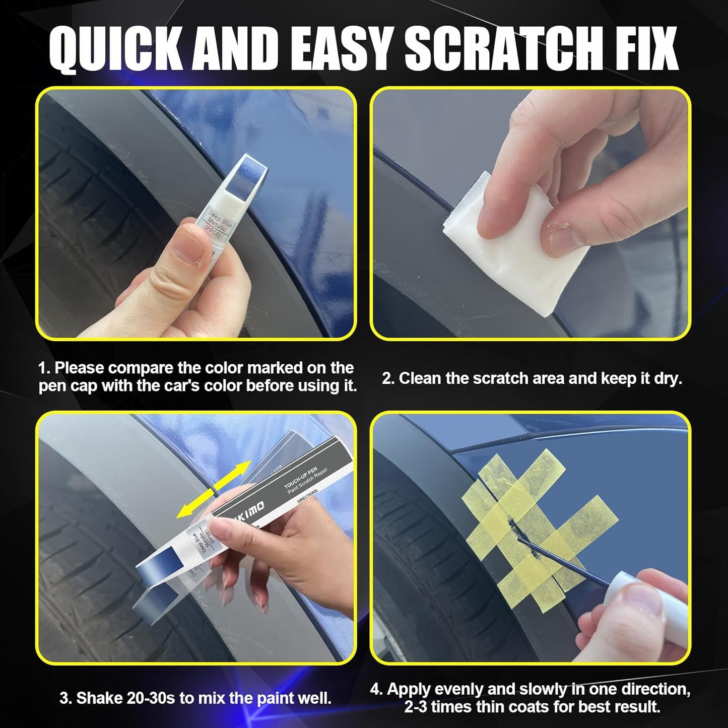 KIKIMO for Tesla Touch Up Paint(Stealth Grey(PN01)), Car Paint Repair Kit for Tesla Model Y/3/S/X, 2 In 1 Scratches Repair with Pen Tip and Brush, Color-Matched for Quick & Easy Fix