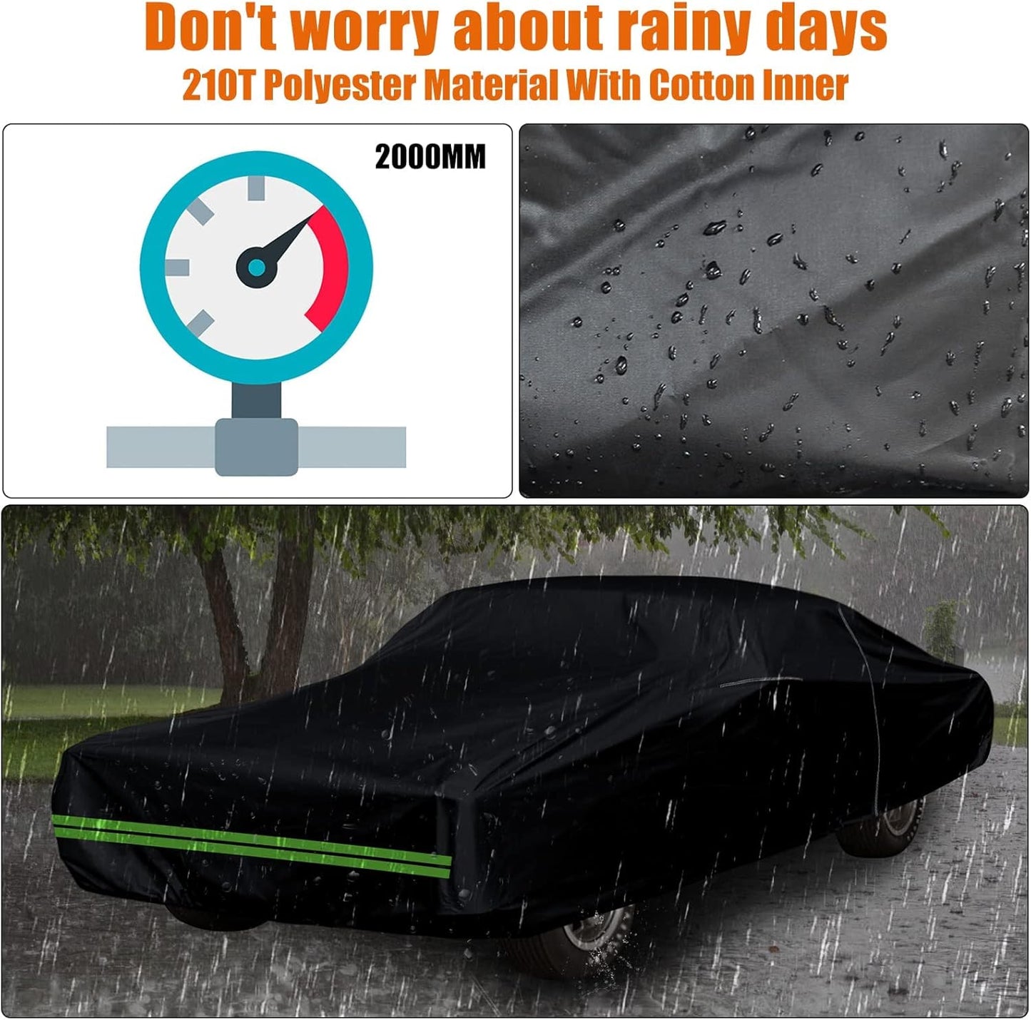 Waterproof Car Cover Compatible with Chevrolet Chevelle Malibu SS Sedan/Coupe 1964-1967 1968-1972 210T All Weather Classic Car Covers with Zipper Door for Snow Rain Dust Protection