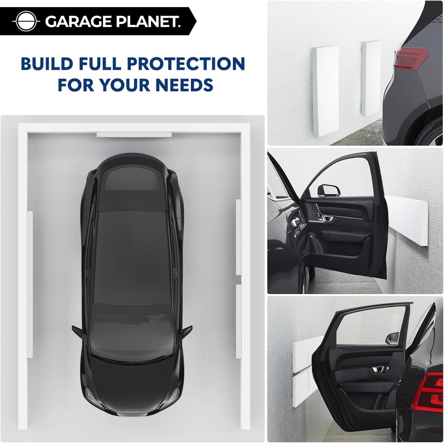 M2 Garage Wall Protector Car Door Wall Protector, Tool-Free, Designed in Australia (White, 4 Pack)