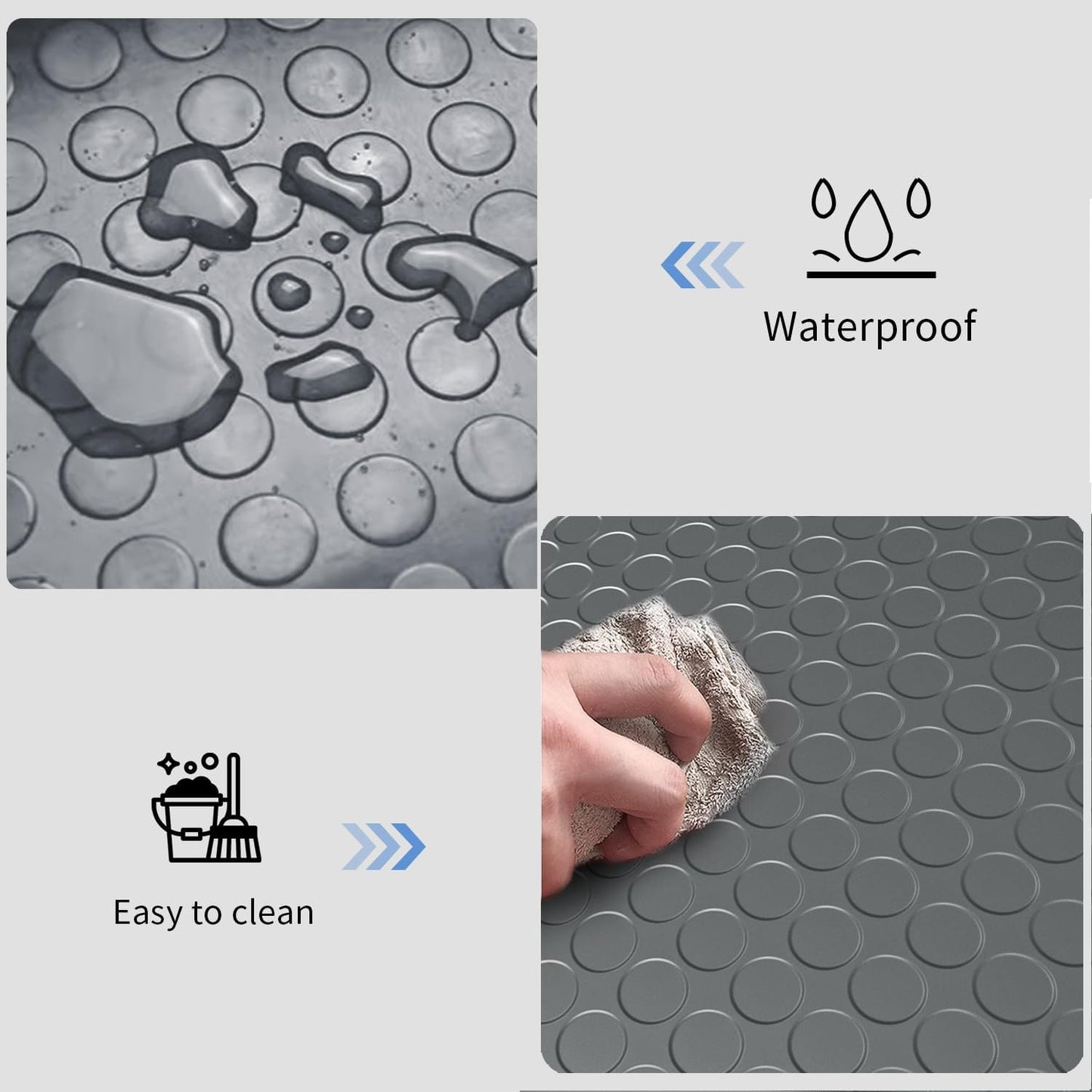 Premium Garage Floor Mat, Commercial Grade Heavy Duty Parking Mat for Garage Floor, Golf Cart Parking, Water/Stain Resistant Floor Runner (Grey Coin, 4 x 10 Feet)
